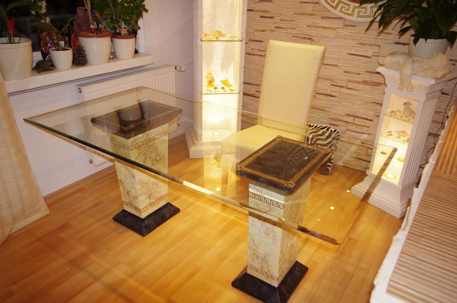 Antikes Wohndesign Schreibtisch Glastisch Nageltisch Schreibtisch Bürotisch Manikürtisch Marmortisch