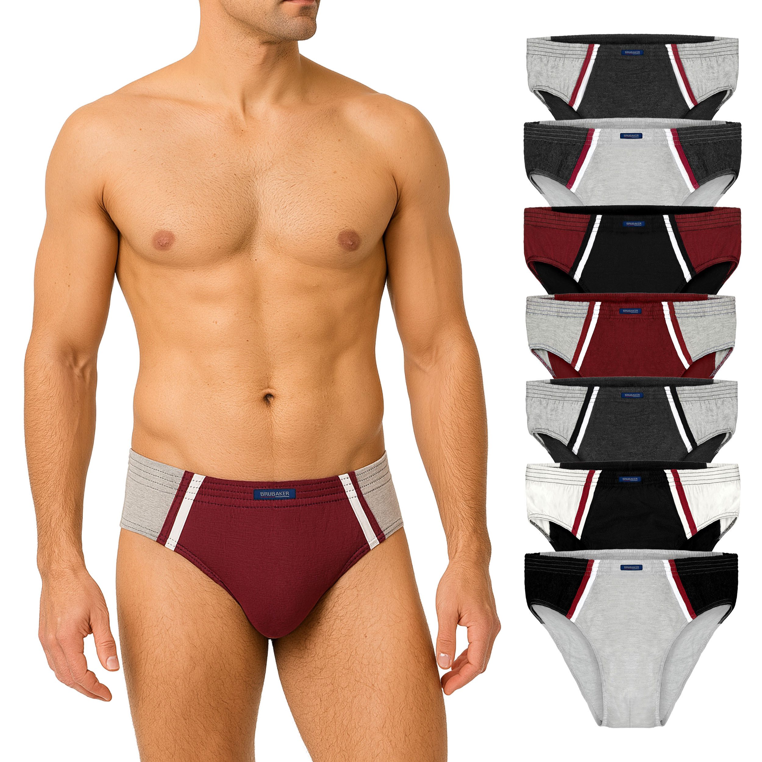 BRUBAKER Slip 7er Pack Herren Sportslips - Farbige Slips aus Baumwolle (Set günstig online kaufen