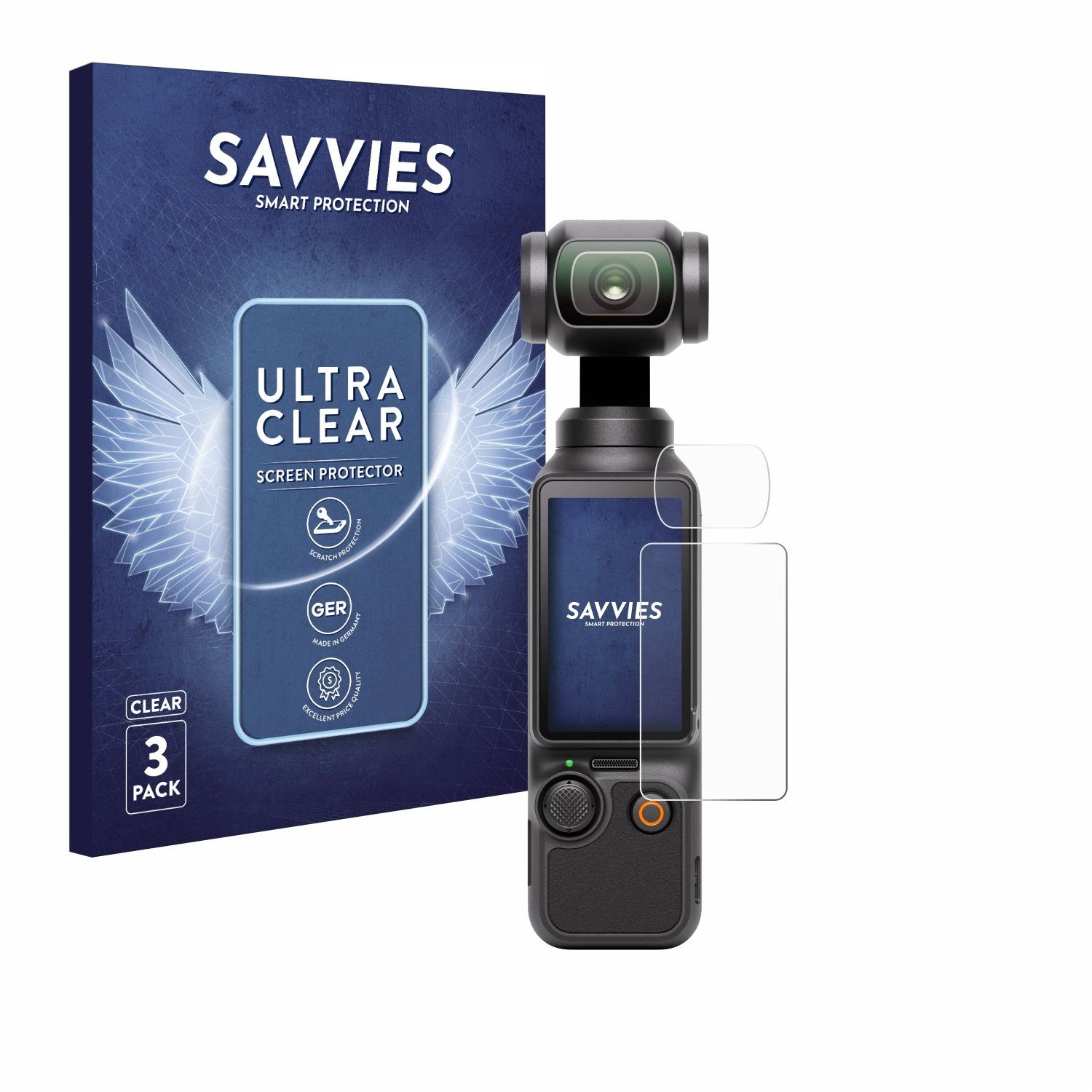 Savvies Displayschutzfolie Schutzfolie für DJI Osmo Pocket 3 (Display + Linse), 6 Stück, Displayschutz Schutz Folie Klar Transparent