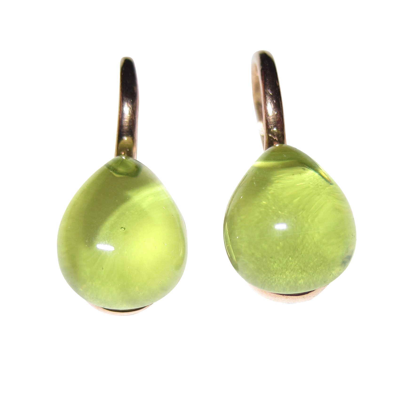 Mugello Paar Ohrhänger Bari peridot vergoldet zierlich schlicht apart Mädchen, made in Italy, Sterlingsilber mit 18K Rotvergoldung