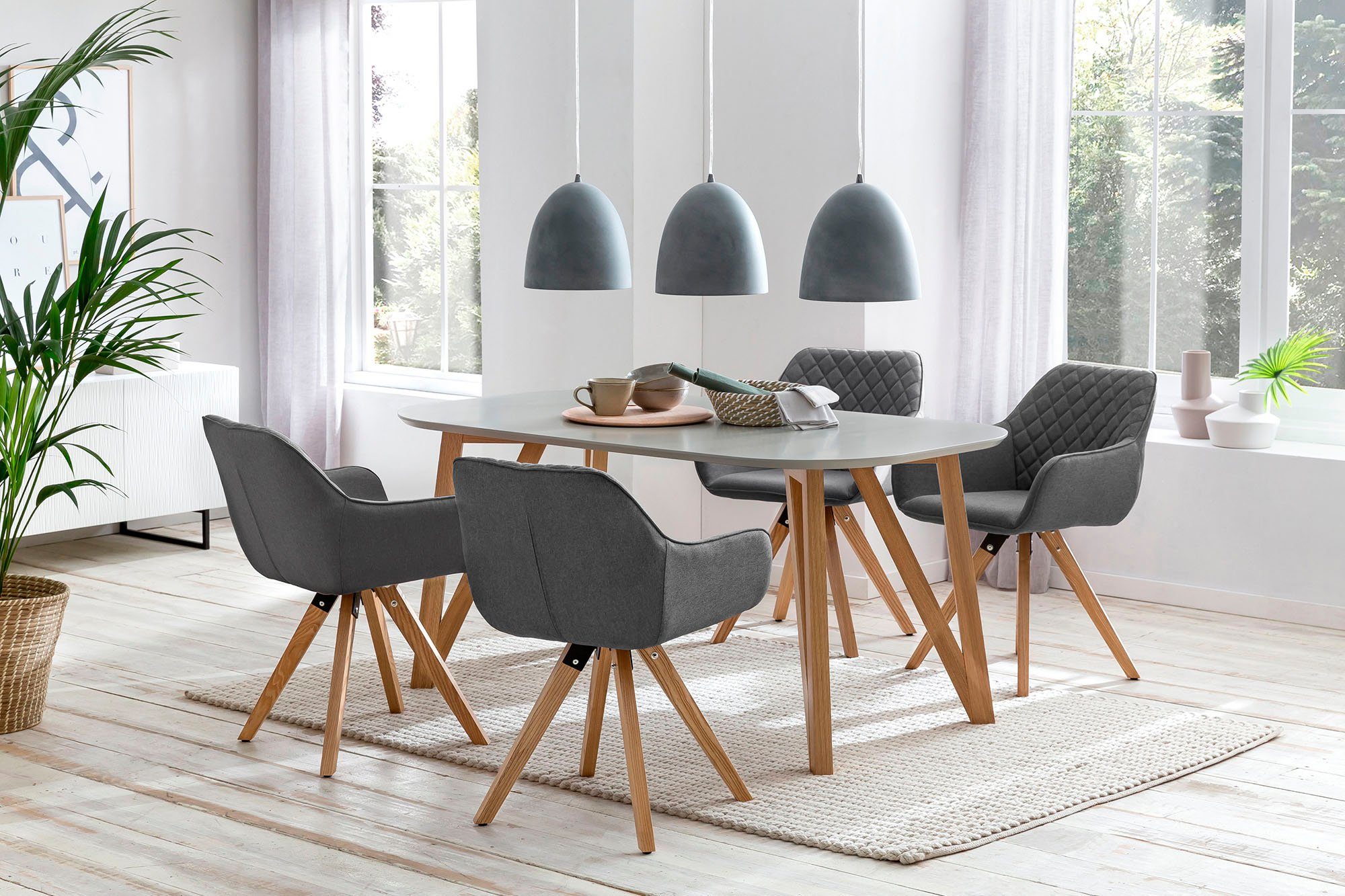 SalesFever Essgruppe, (Set, 5-tlg), bestehend aus 4 modernen Polsterstühlen  und einem 160 cm breitem Tisch