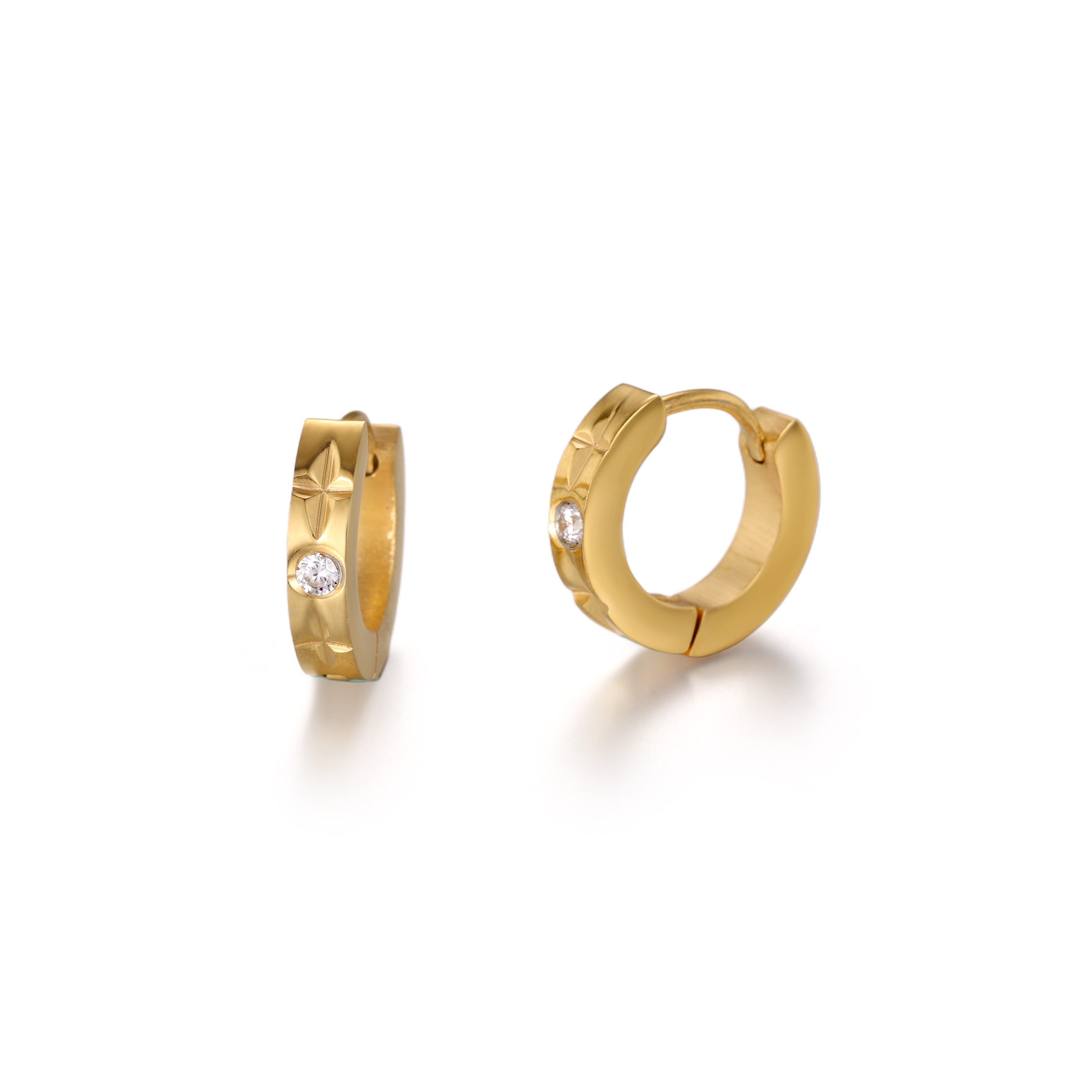 Firetti Paar Creolen Schmuck Geschenk Edelstahl Ohrschmuck Ohrringe Classic, mit Zirkonia (synth)