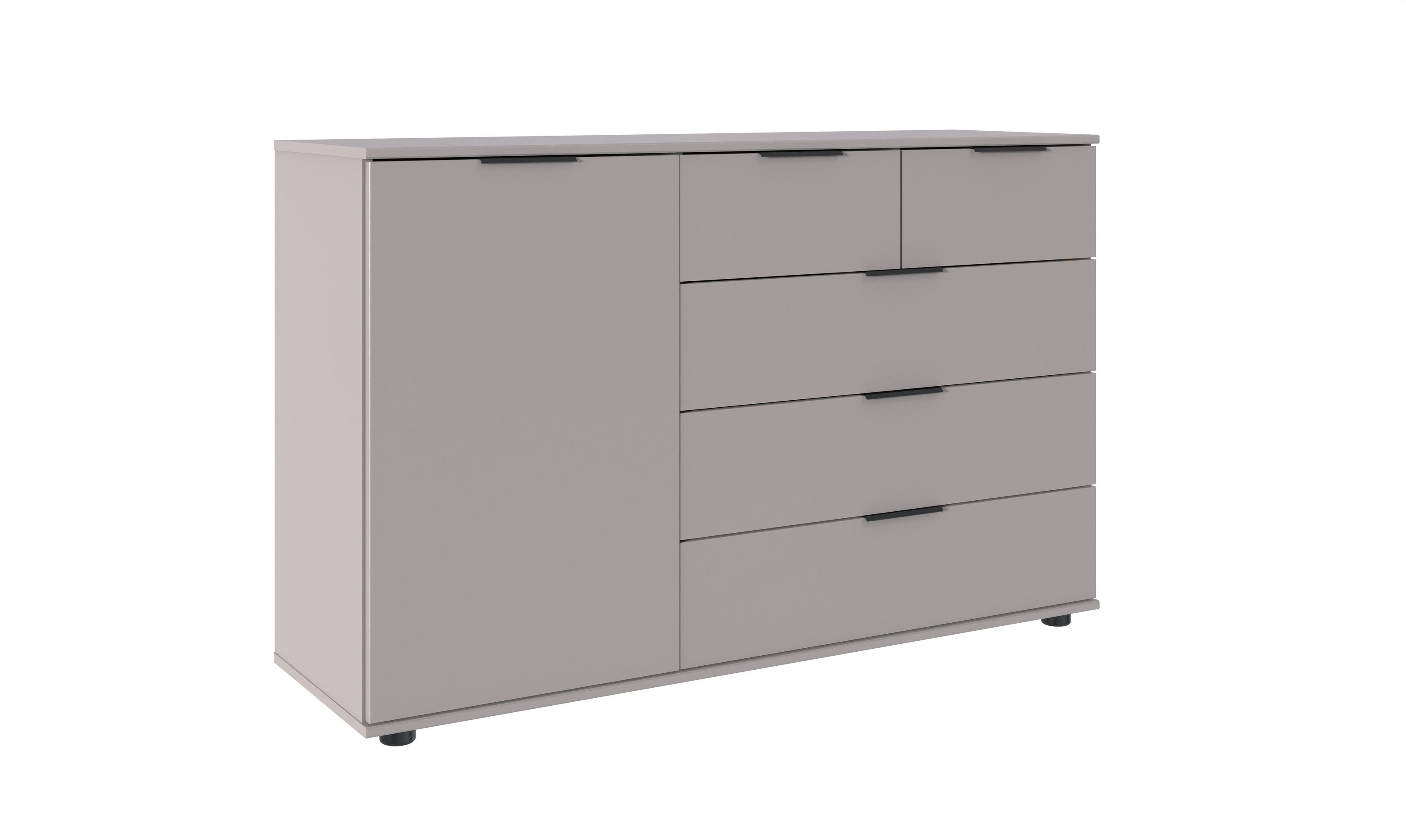 freiraum Sideboard Tilburg, 5 Schubladen, 1 Tür, in SAHARAGRAU - 130x83x41cm (BxHxT)