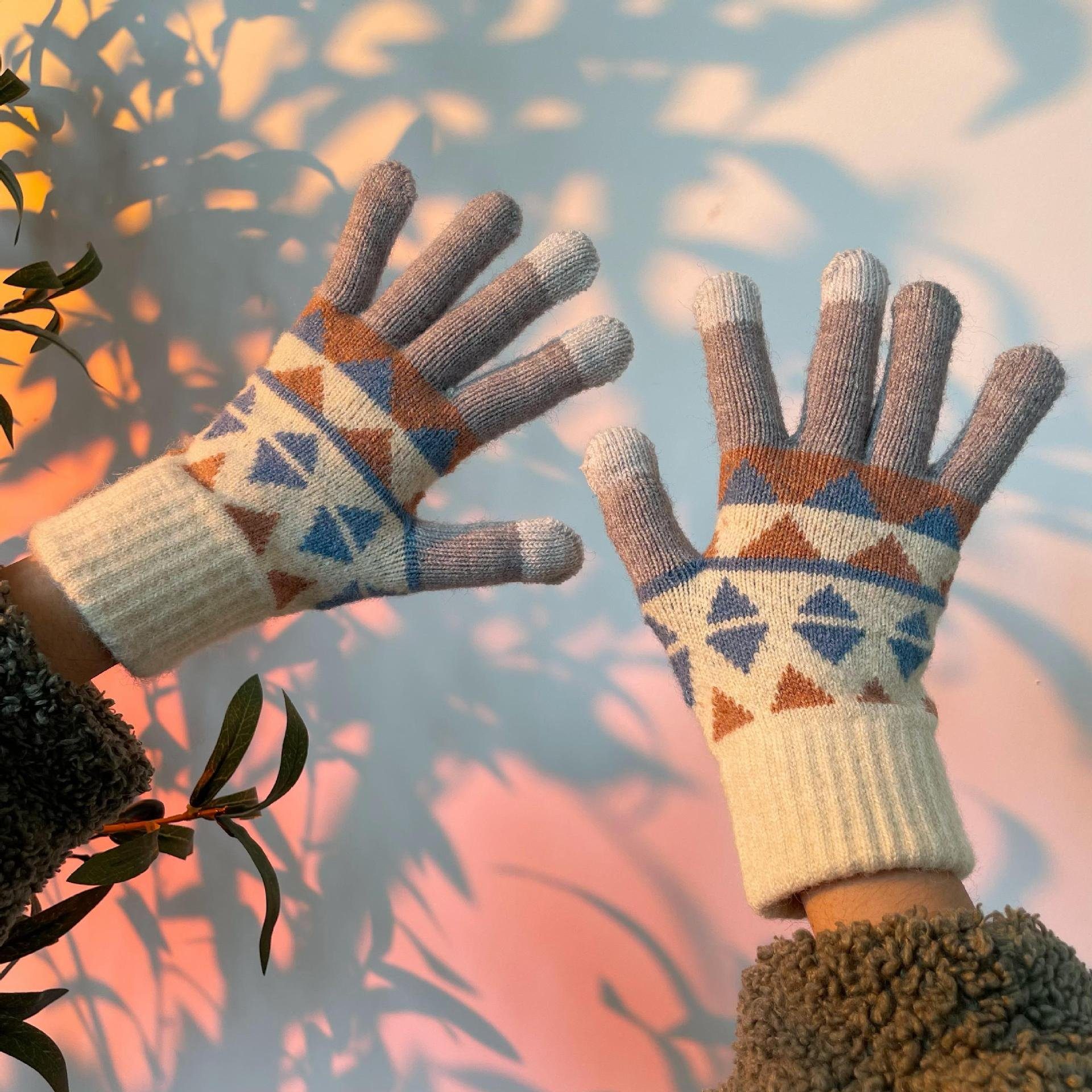 Touchscreen ZanMax Khaki Warm Paar Handschuhe Handschuhe Winter Strickhandschuhe gestrickte 1