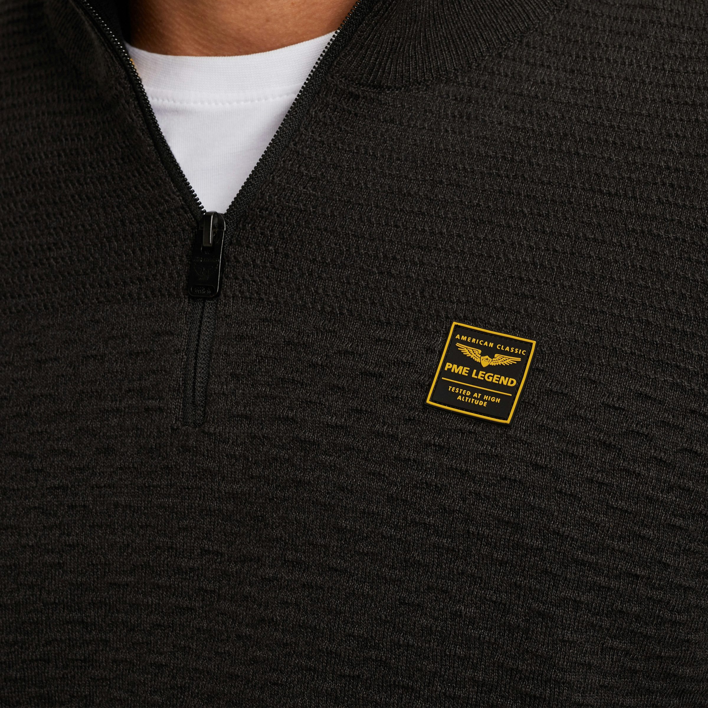 PME LEGEND Troyer mit Struktur-Muster und Logo-Badge – Bild 4 von 5