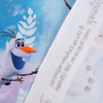 SCHÖNER LEBEN. Stoff Baumwolljersey Digitaldr. Frozen Die EiskönigOlaf Schneemann blau wei, Digitaldruck