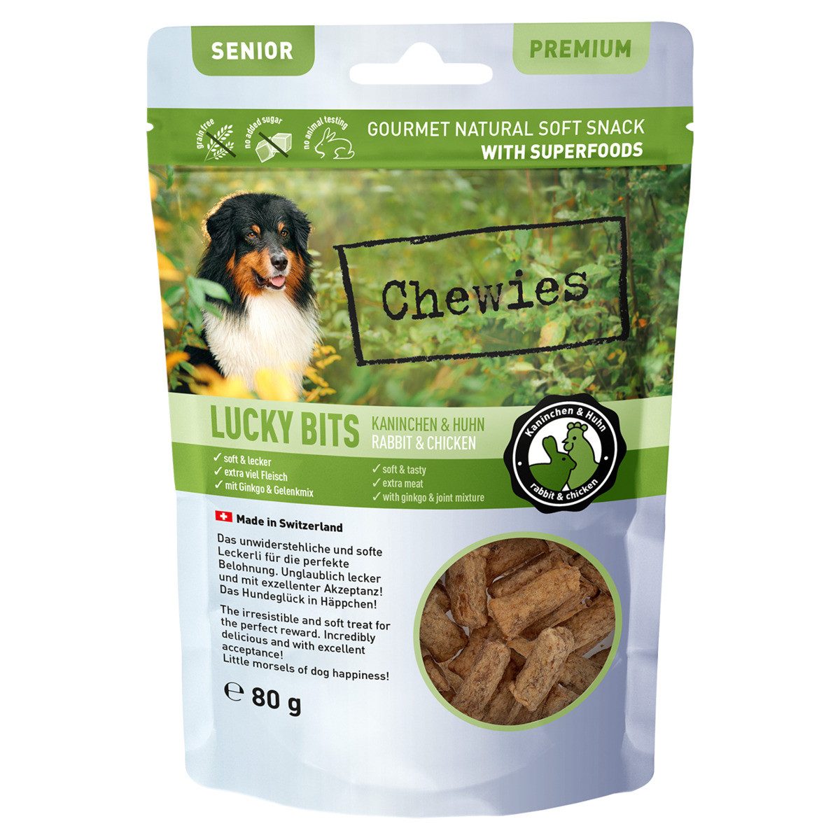 Chewies LUCKY BITS Kaninchen & Huhn Senior 80 g, für: Hund