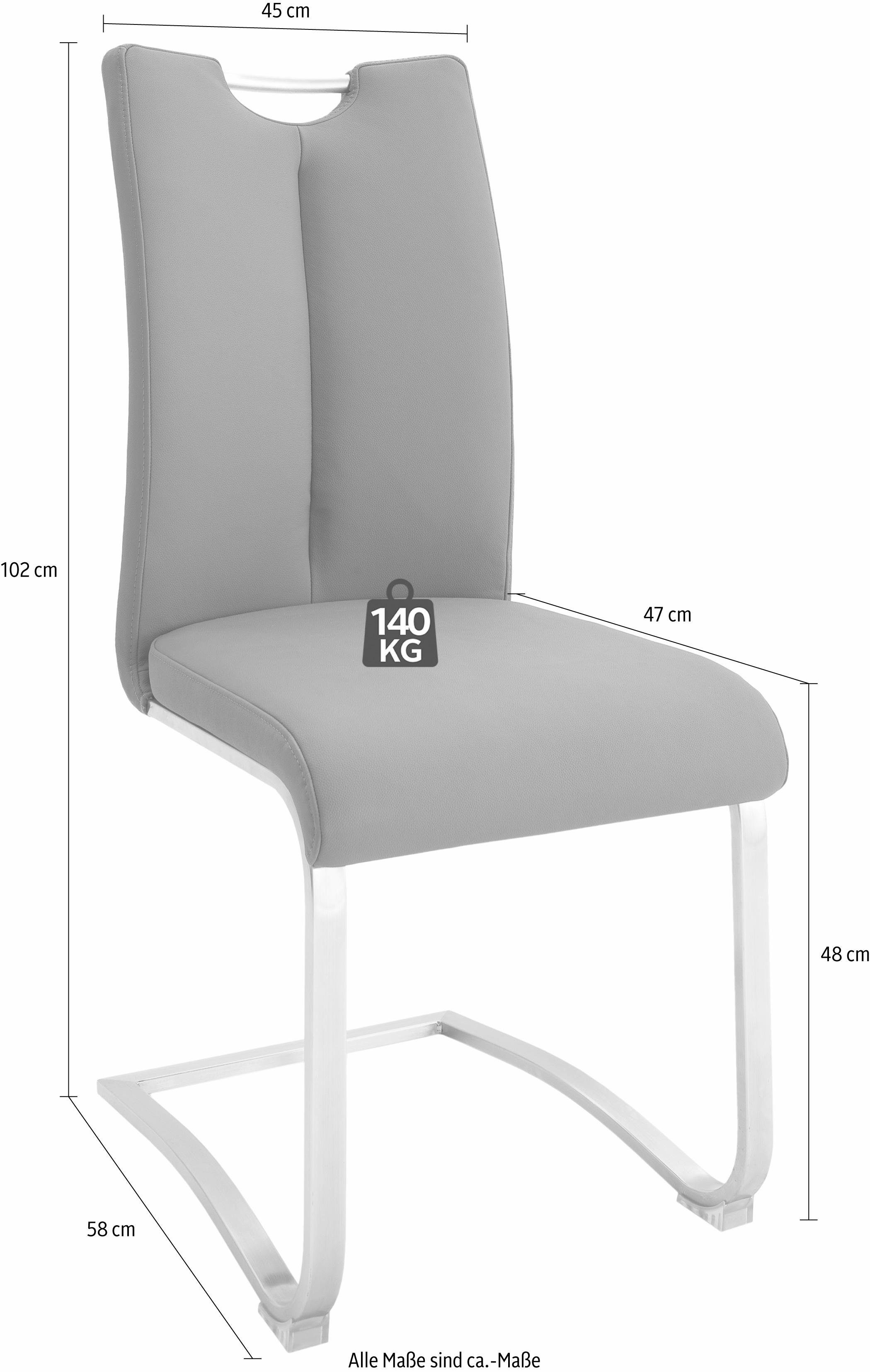 MCA furniture Freischwinger Cappuccino St), belastbar Echtlederbezug, Kg Cappuccino/Edelstahl 2 Artos 140 | bis (Set, mit Stuhl