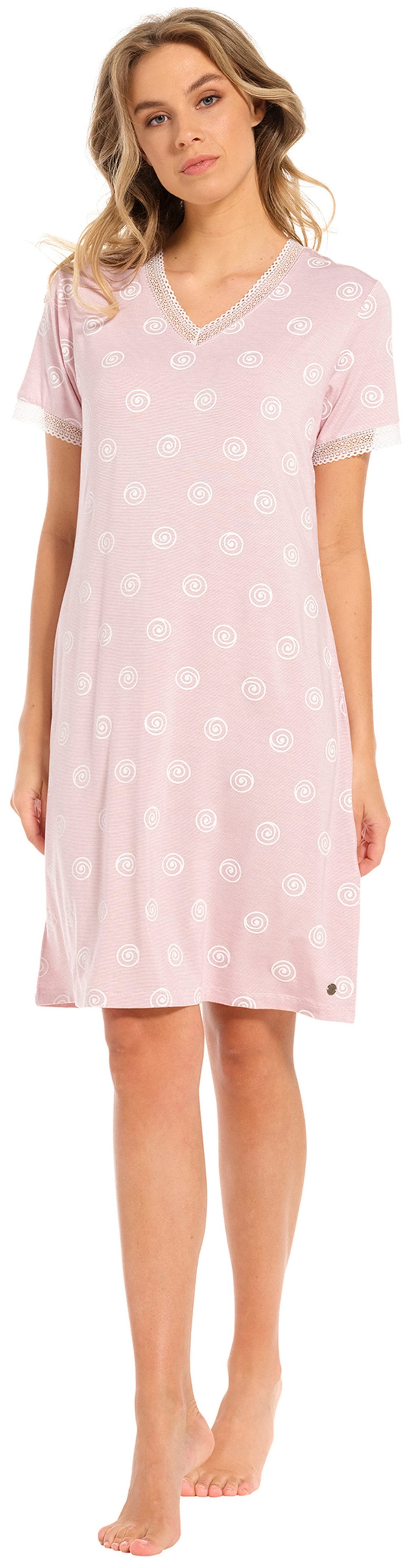 Nachthemd Damen Schlafshirt mit kurzem Arm