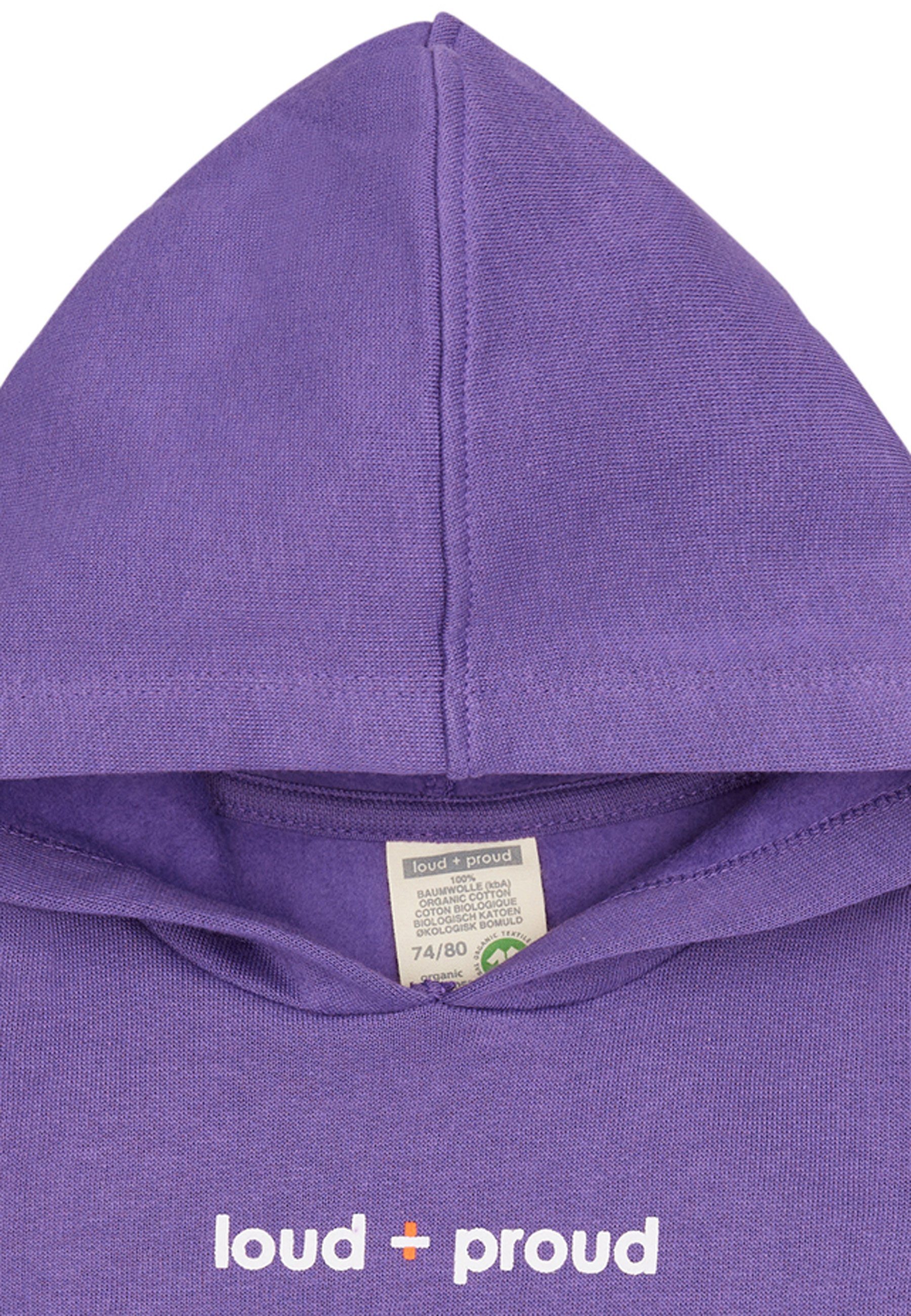 loud + proud Hoodie GOTS violet Bio-Baumwolle zertifizierte