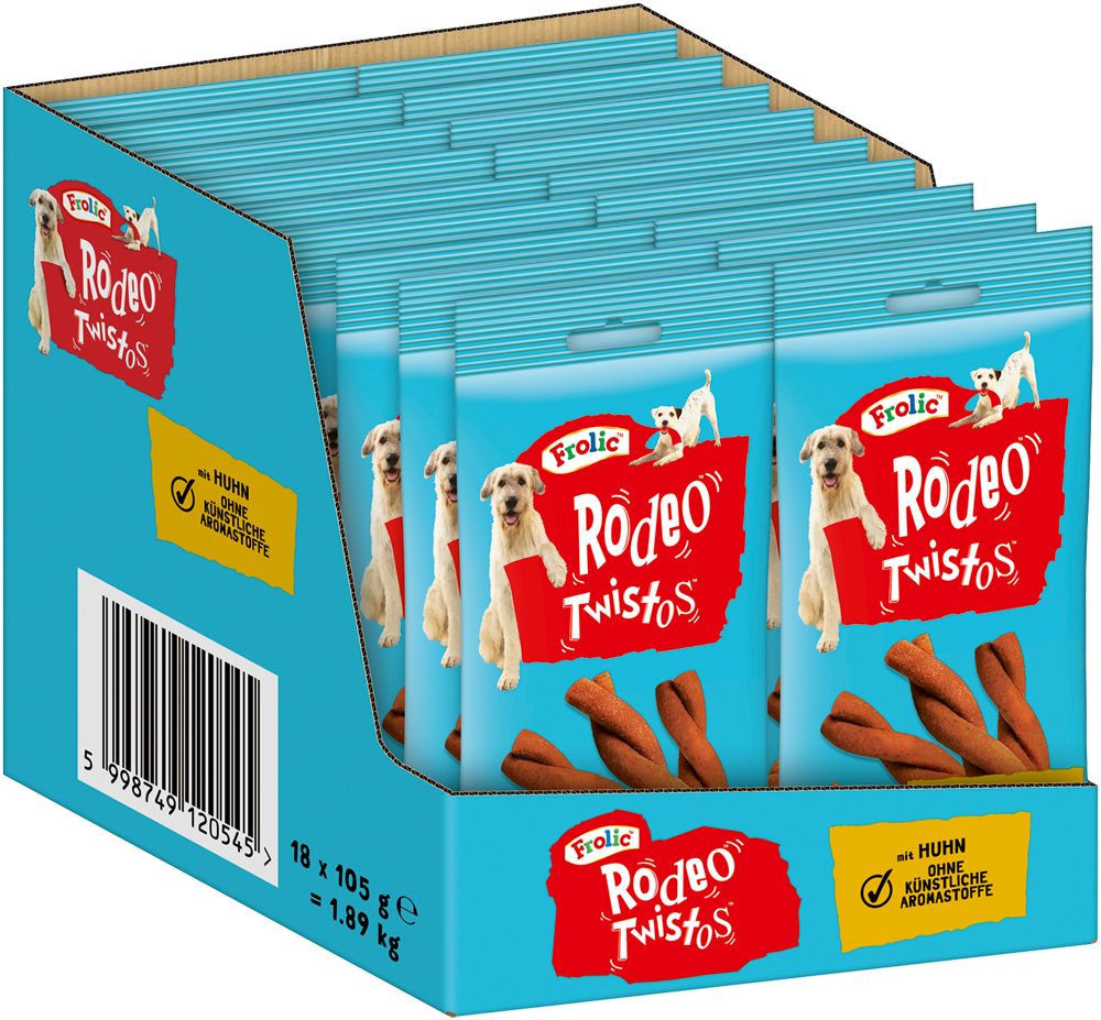 Frolic FROLIC™ RODEO™ TWISTOS™ Beutel Huhn 18 x 6 Stück, Snack für: Hunde