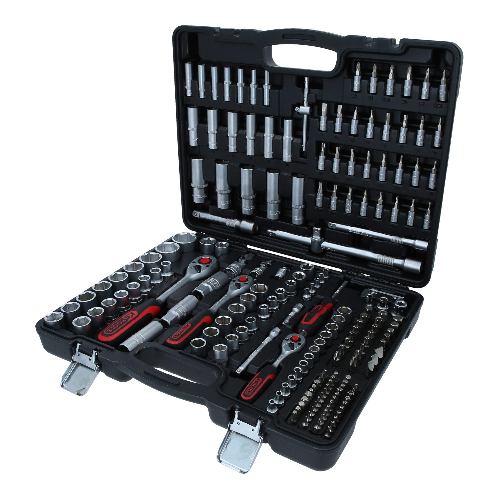 KS Tools Steckschlüssel KS Tools 1/4 Zoll+3/8 Zoll+1/2 Zoll Steckschlüssel-Satz, 195-tlg.
