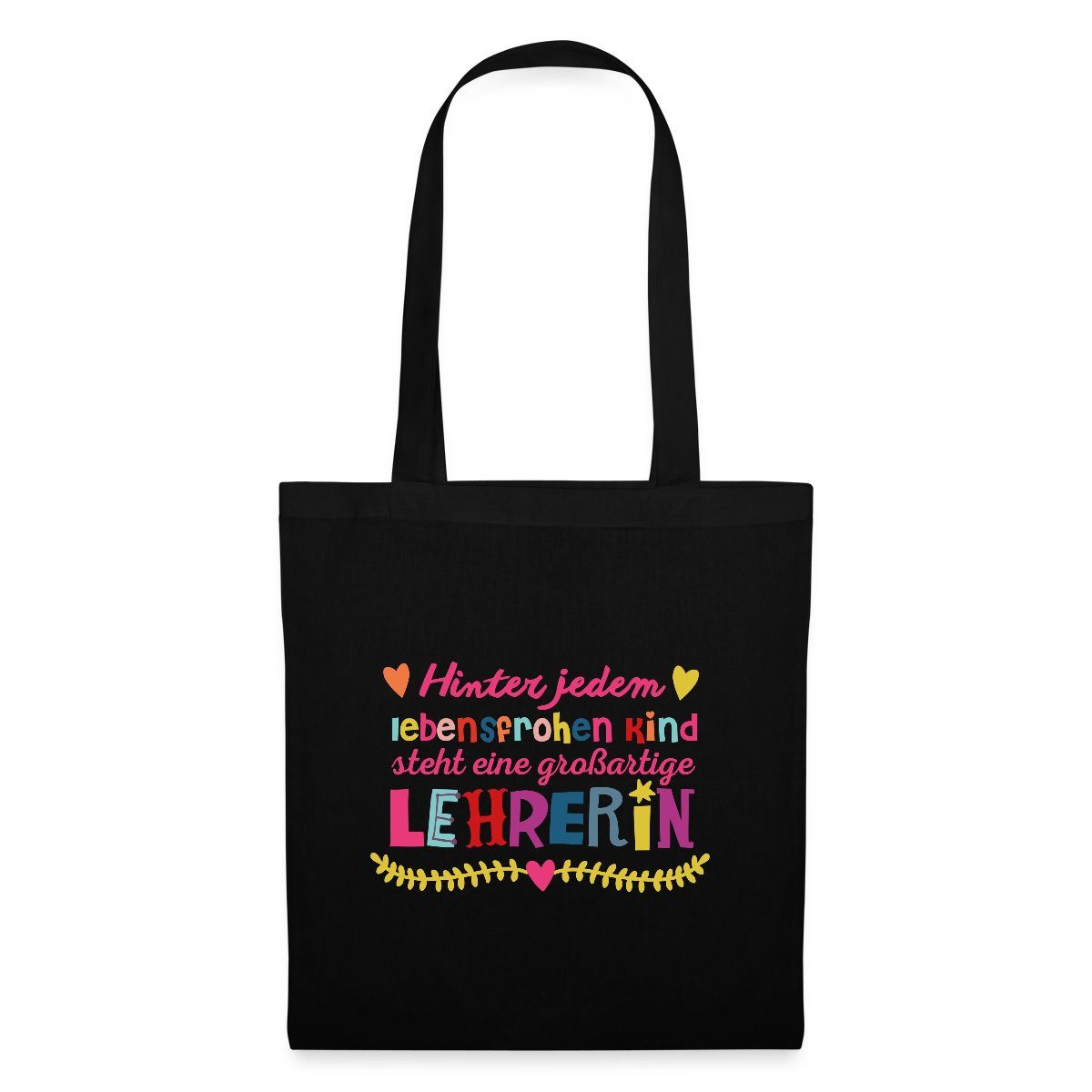 Spreadshirt Henkeltasche Lehrerin Mit Herz Lebensfrohe Kinder Abschiedsgeschenk Stoffbeutel (1-tlg)