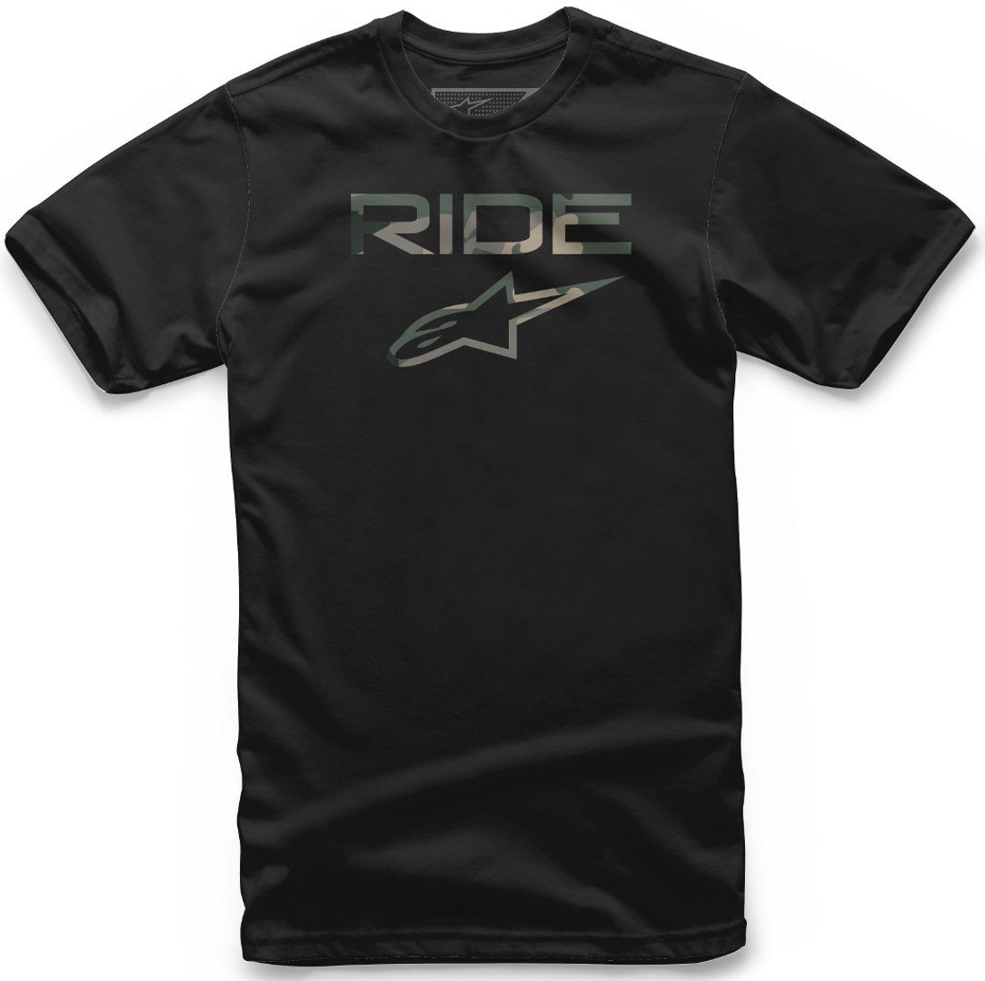 2.0 Alpinestars Black Camo Ride T-Shirt Kurzarmshirt