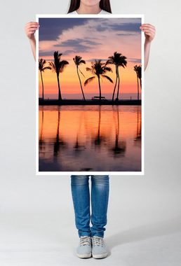 Sinus Art Poster 90x60cm Poster Palmenreihe bei Sonnenuntergang