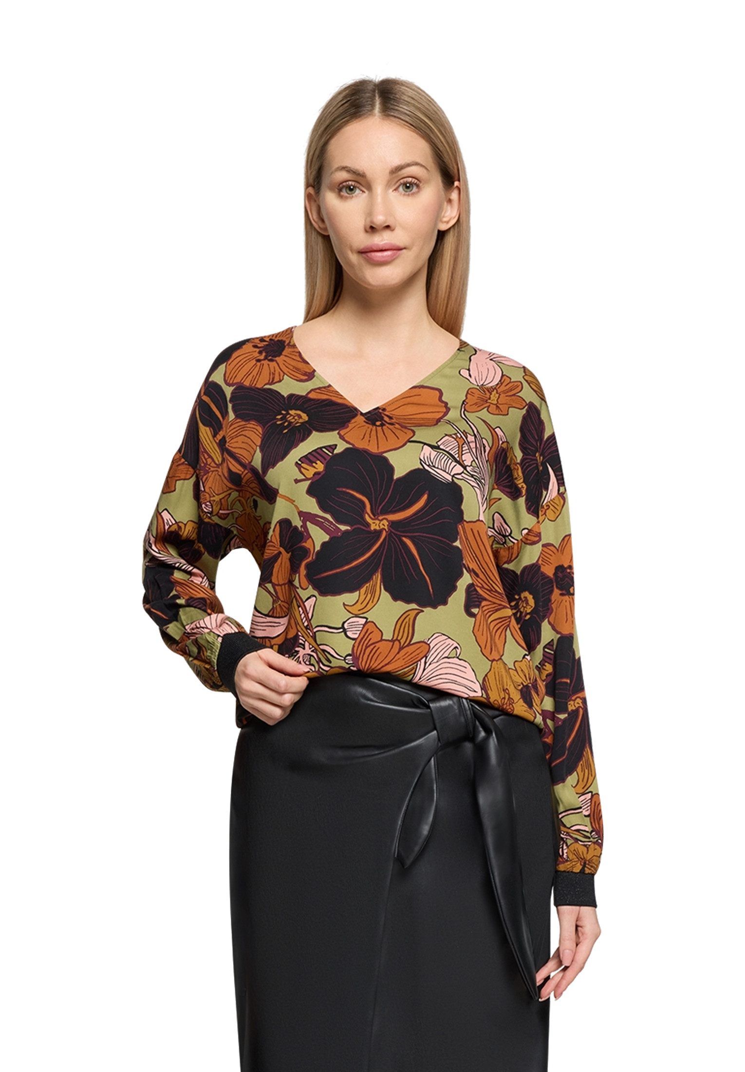 Cartoon Schlupfbluse Damen mit Rippbündchen