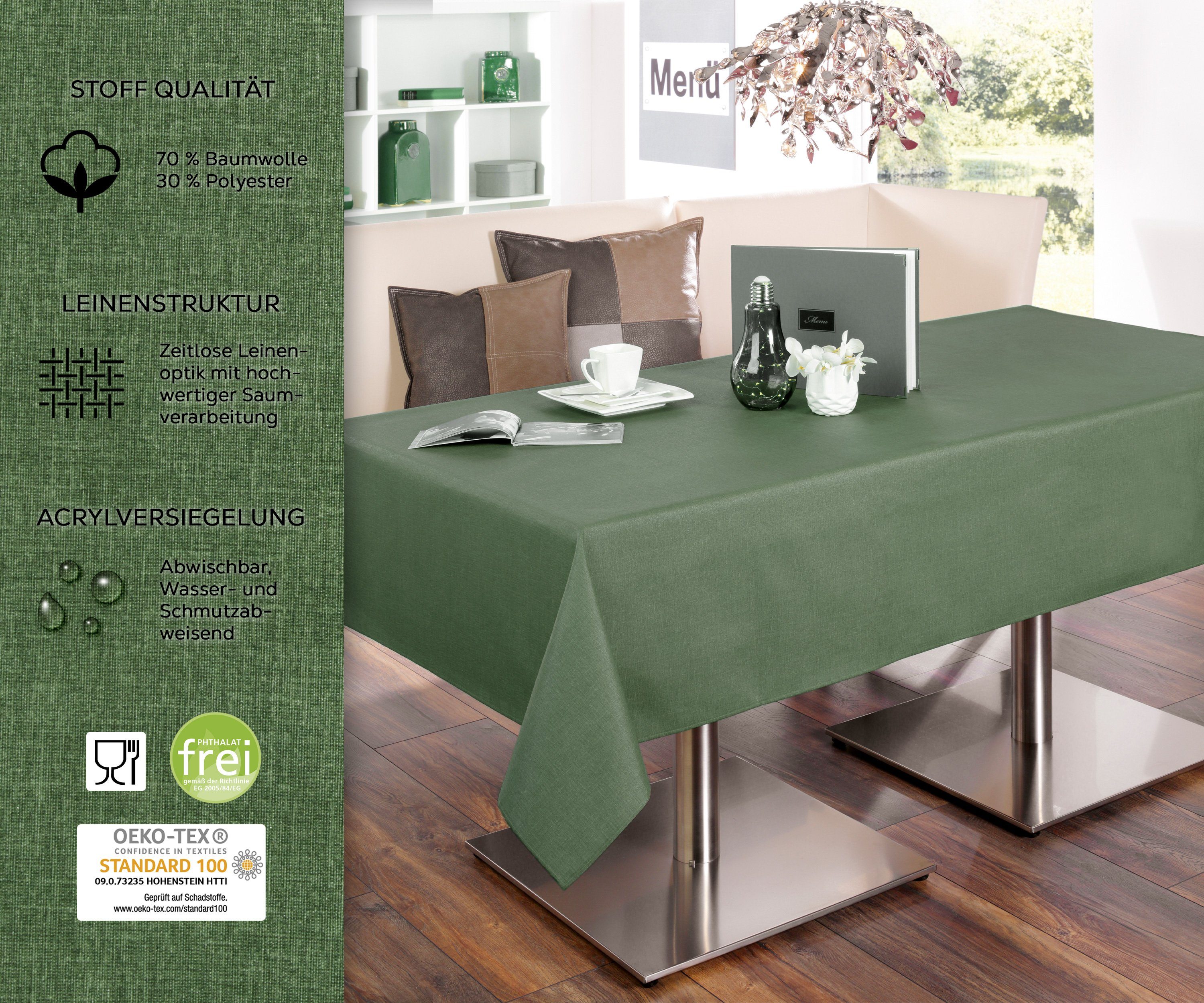Beautex Tischdecke Tischdecke Tischläufer Leinen Struktur aus Baumwolle abwischbar (1-tlg)