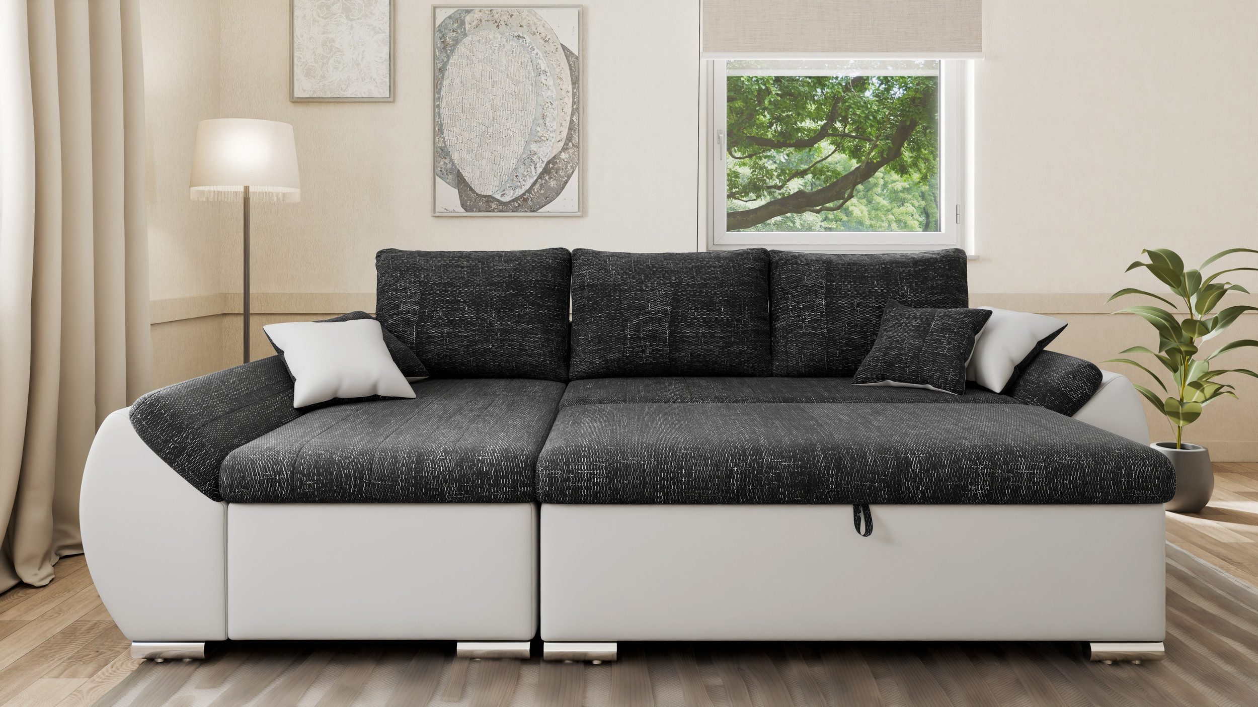 MOEBLO Ecksofa ALEX, L-Form mit Hocker günstig online kaufen