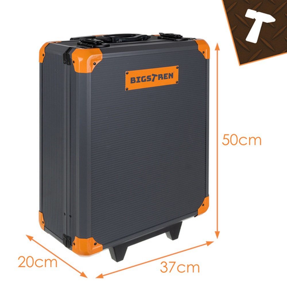 BIGSTREN Werkzeugkoffer Werkzeugtrolley Werkzeugkoffer (Spar-Set, 1000 St., 50x37x20 cm robust), 1000 Teile, Aluminiumkoffer, Rollen, abschließbar