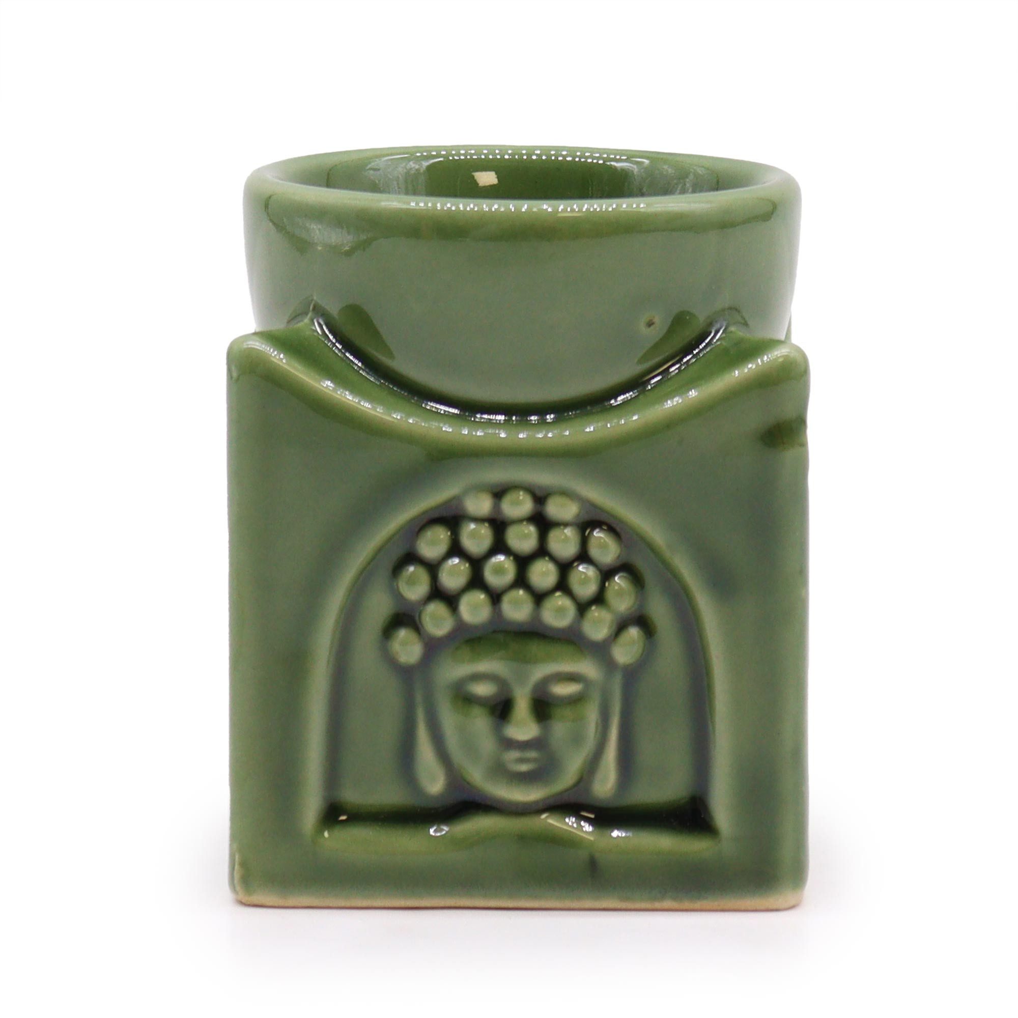 Bali-Homedecor Duftlampe Quadratischer Buddha-Brenner- Dunkle Jade