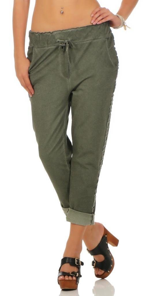 Jogginghose Damen Baumwollhose seitlichen Glitzerstreifen Einheistgröße. 38-42