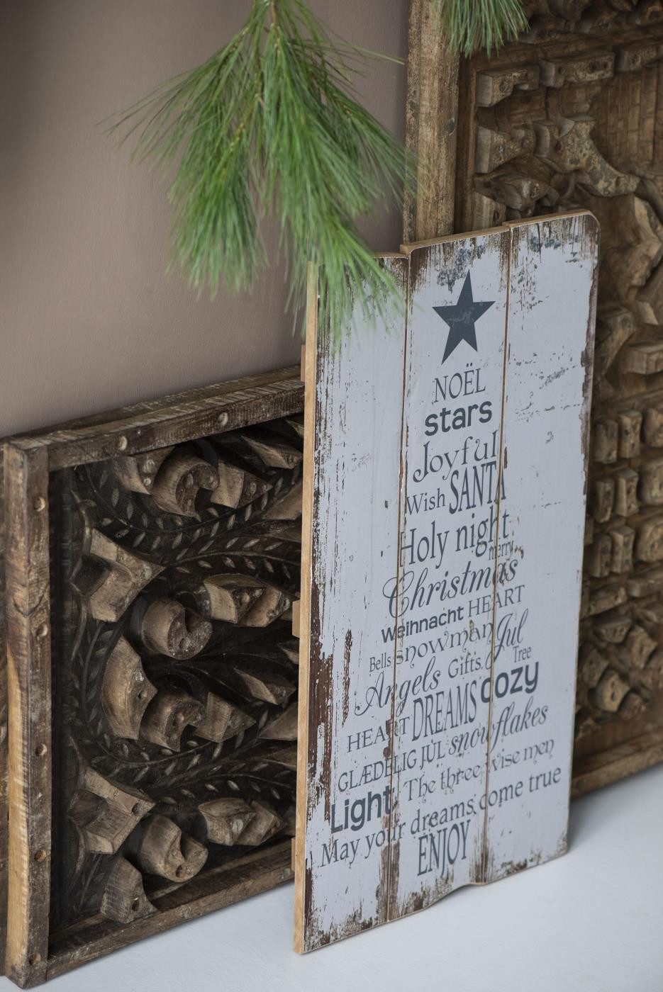 Ib Laursen Dekoobjekt Wandschild Holzschild Weihnachtsdeko Weihnachten Weiß günstig online kaufen