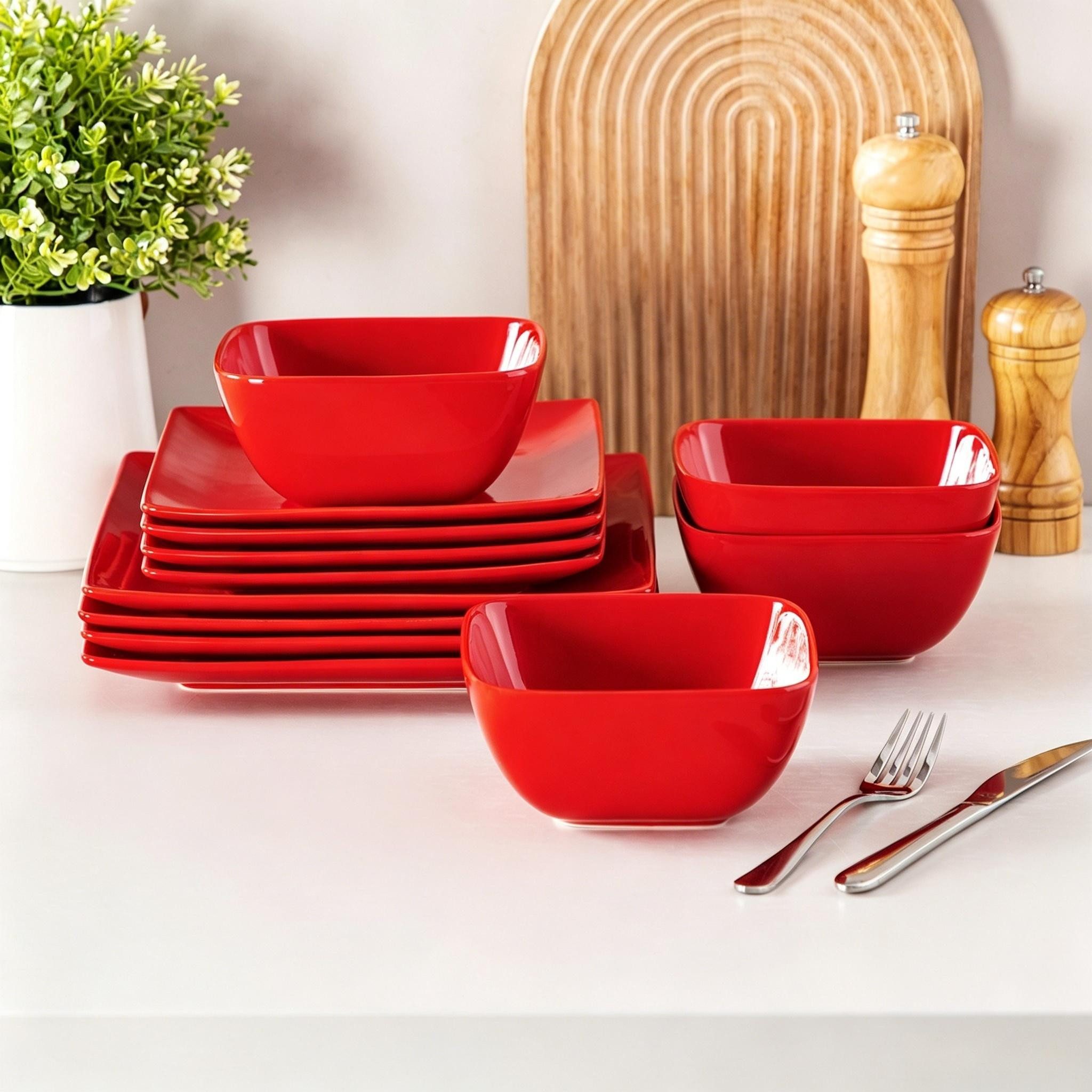 vancasso Geschirr-Set 12/16-tlg Kombiservice, für 4, Steingut, Rechteckig (12-tlg), 4 Personen, Steingut – Bild 4 von 5