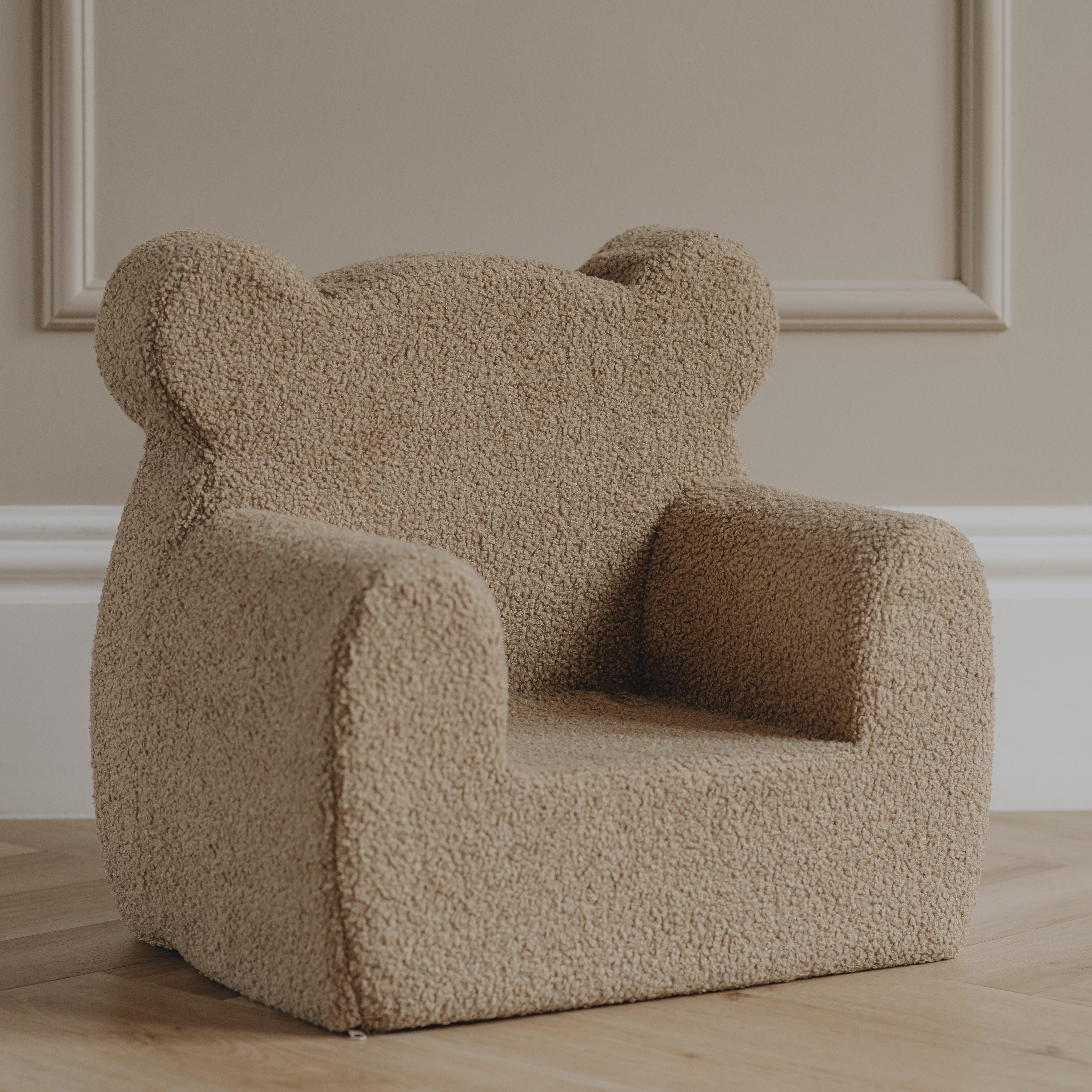 Zayno Kindersessel "Pauli" aus Teddyfell in Bärenoptik in Braun (Set)