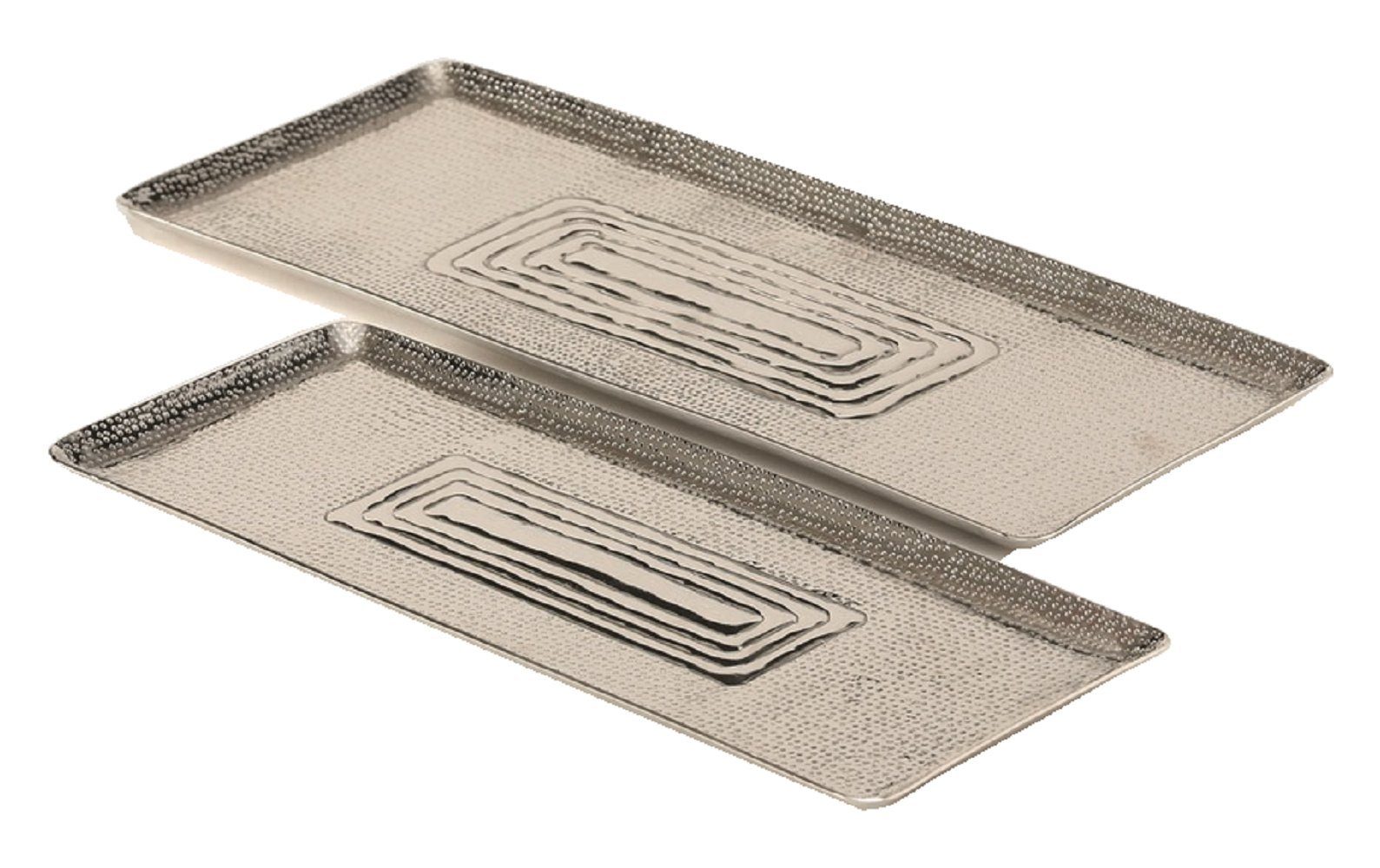 Dekotablett Tablett Dekotablett Dekoschale silber Metall Deko Kerzentablett 47cm
