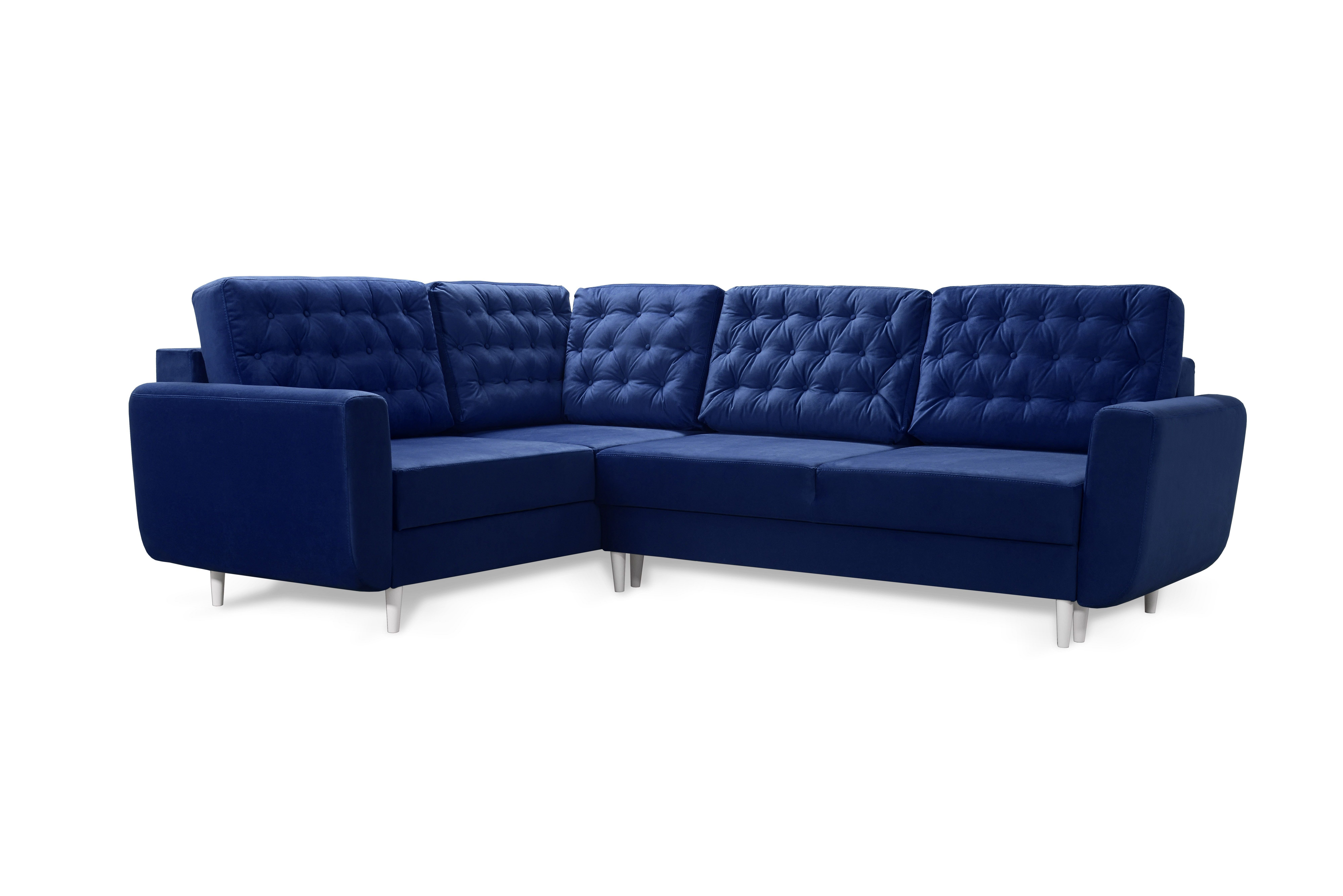 robin Sofa L-Form Sofa mit Schlaffunktion, 2 Bettkästen & Kissen