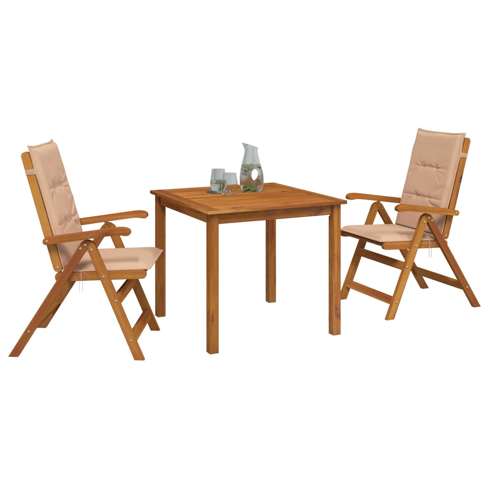 vidaXL Garten-Essgruppe 3-teilige Garten-Essgruppe Natur Massivholz