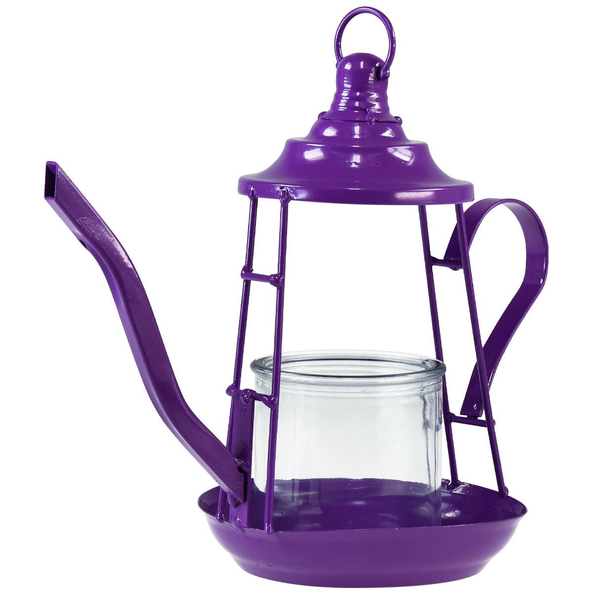 Florists Products Windlicht Vintage Teekanne Windlicht aus Metall mit Glas-Einsatz