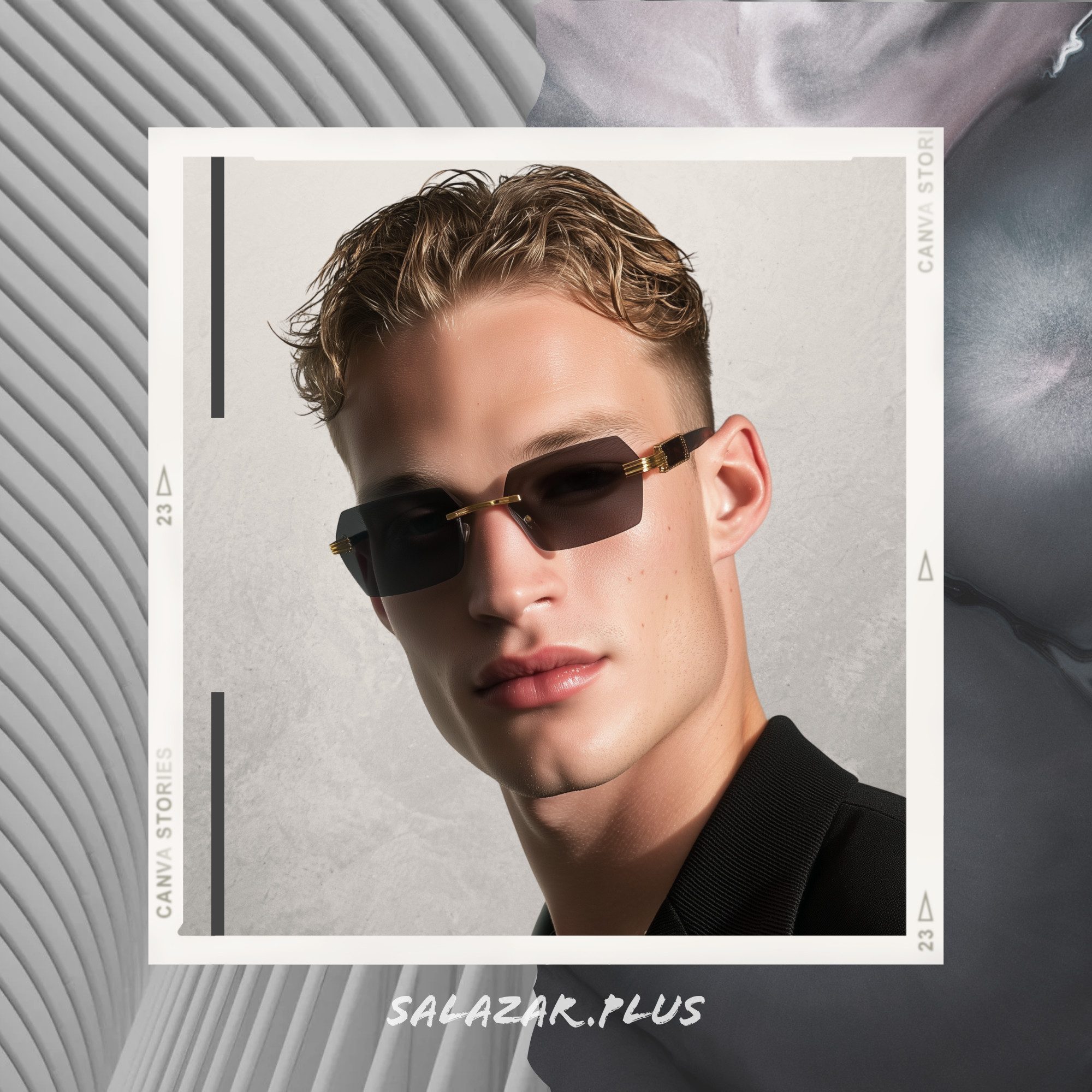 salazar.plus Sonnenbrille Randlos Rechteckig Unisex 2 Farben Rahmenlos Damen Herren Brille