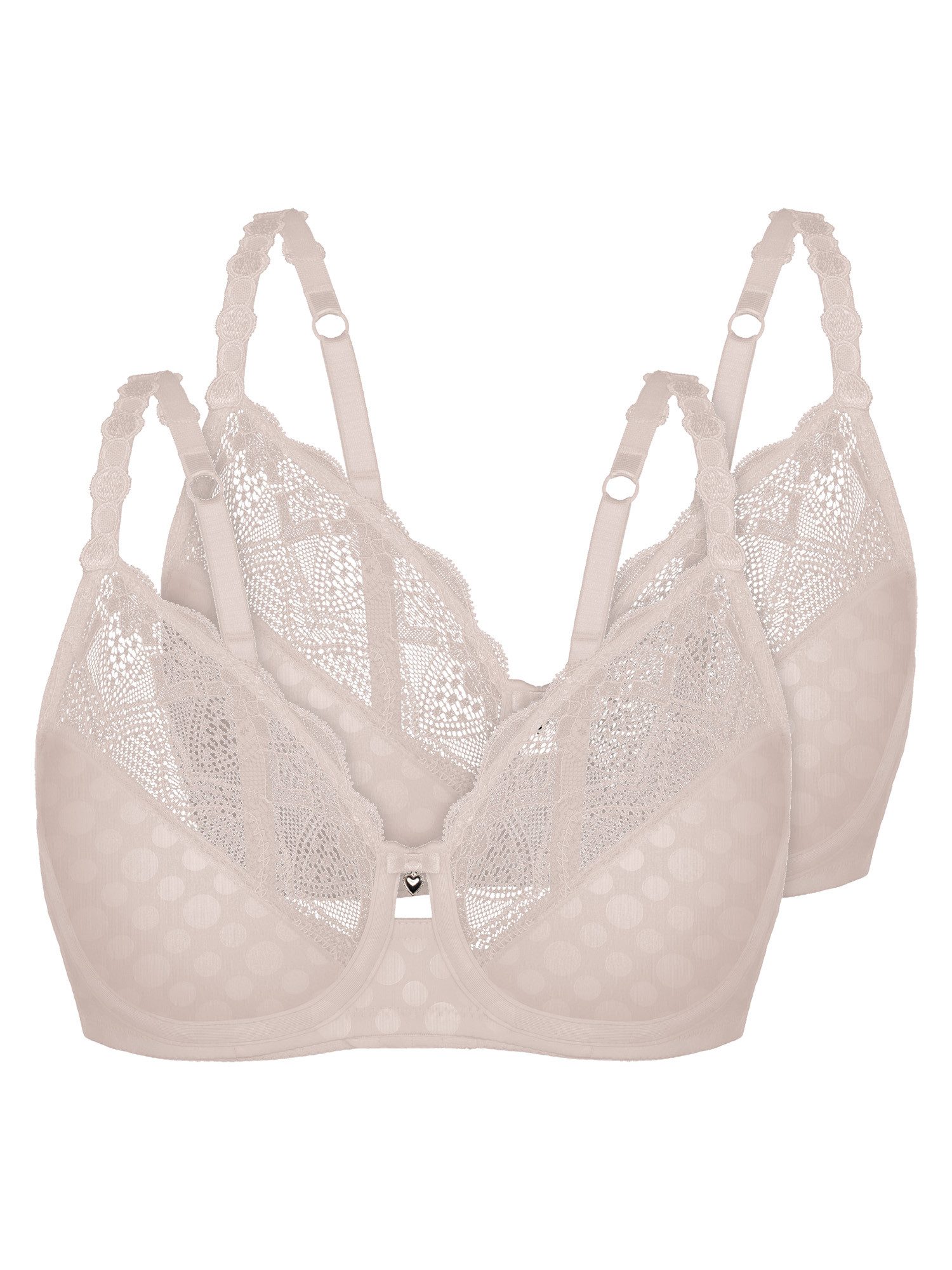 Sassa Set: Bügel-BH Bügel BH DOT & BLOSSOM (Spar-Set, 2-tlg) matte Microfaser, glänzender Punktedruck, Spitze, Funktionsrücken