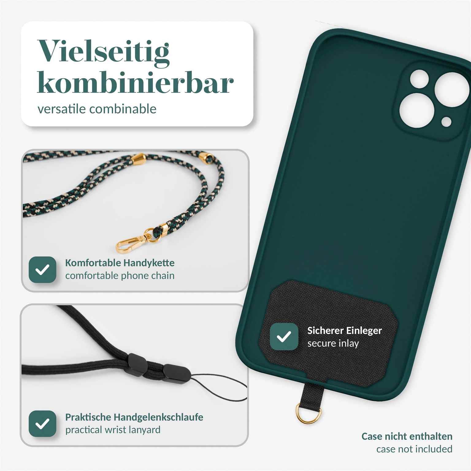 moex Handykette für Sony Xperia 10 V Handyband ohne Hülle Unleash Grün 6,1 Zoll, Umhängeband mit Karabiner Handy Kette zum Umhängen Band abnehmbar