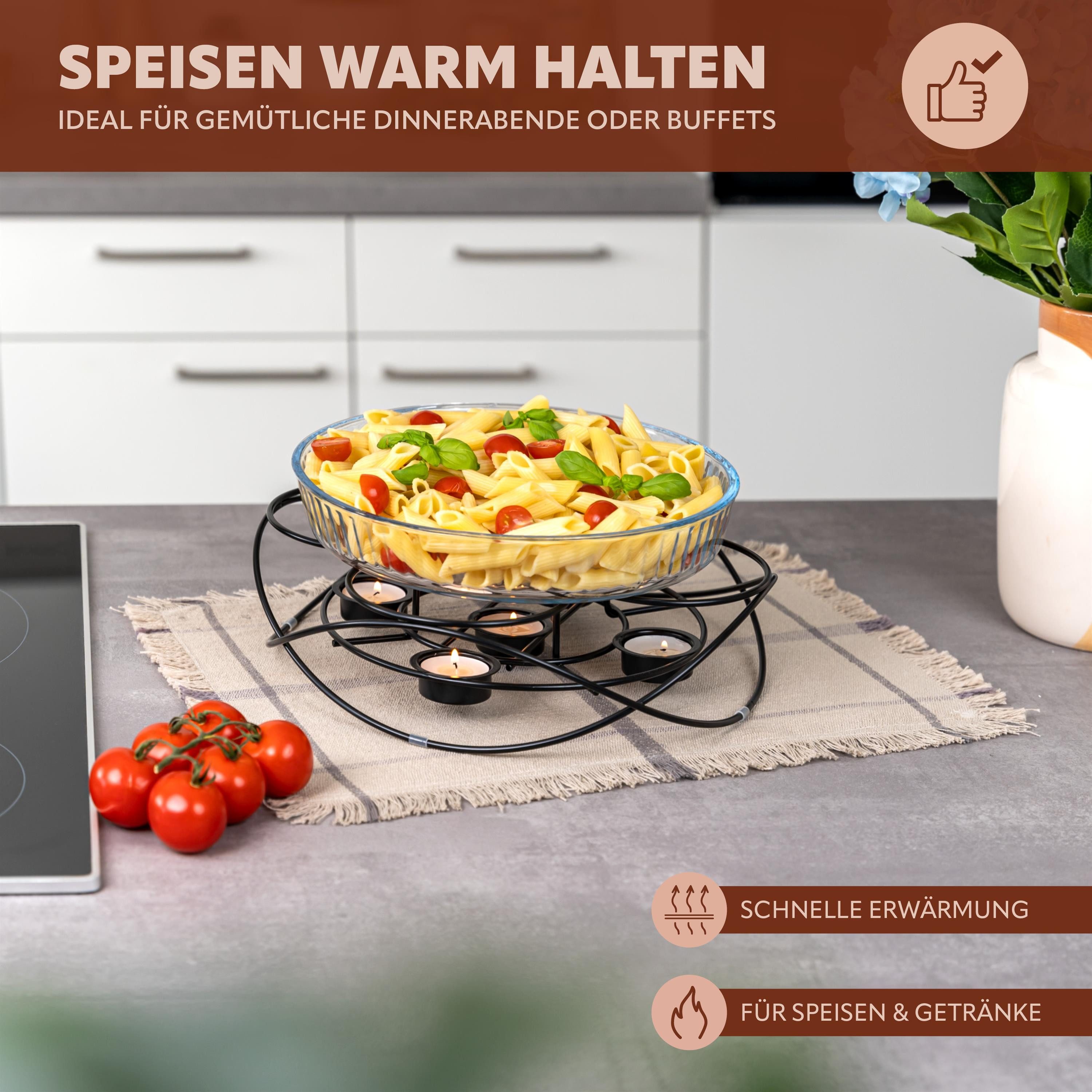 bremermann Speisenwärmer Speisenwärmer, für 5 Teelichter, runde Warmhalteplatte, Stövchen, (1-tlg)