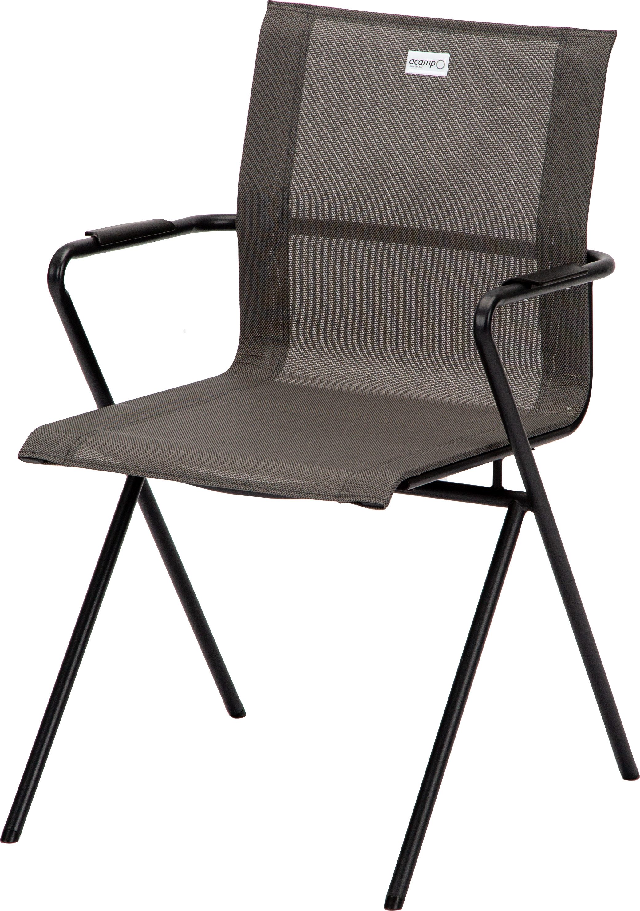 acamp Gartenstuhl Stapelstuhl 6er Set mit Armlehnen Alpha grau (Gartenmöbel Set), Stuhl, Loungestuhl, Stapelsessel, 55x57x83 cm