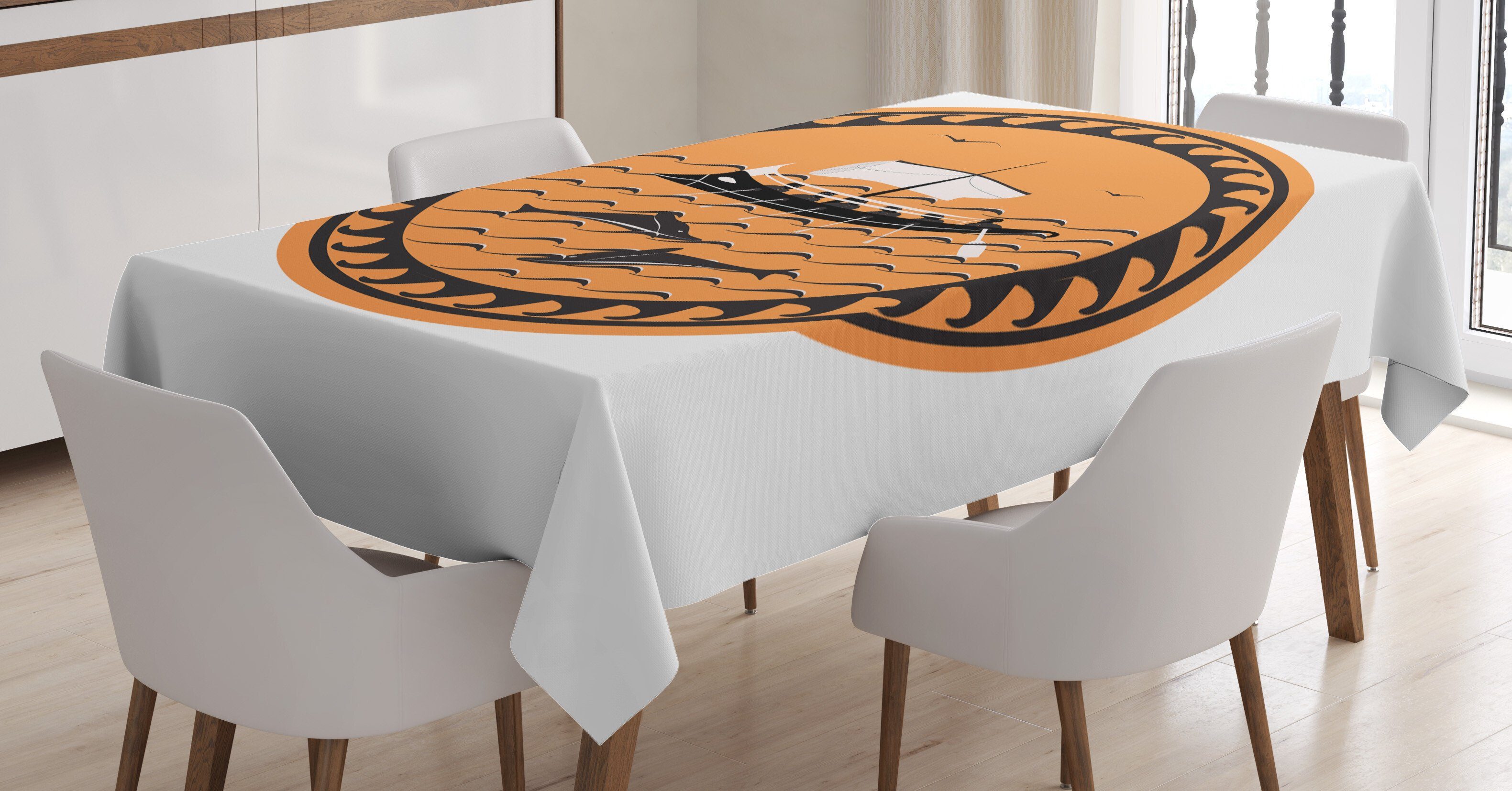 Farben, Waschbar Griechisches Tischdecke Für auf Wellen Farbfest geeignet Abakuhaus Außen Schiff Odyssee Bereich Klare den