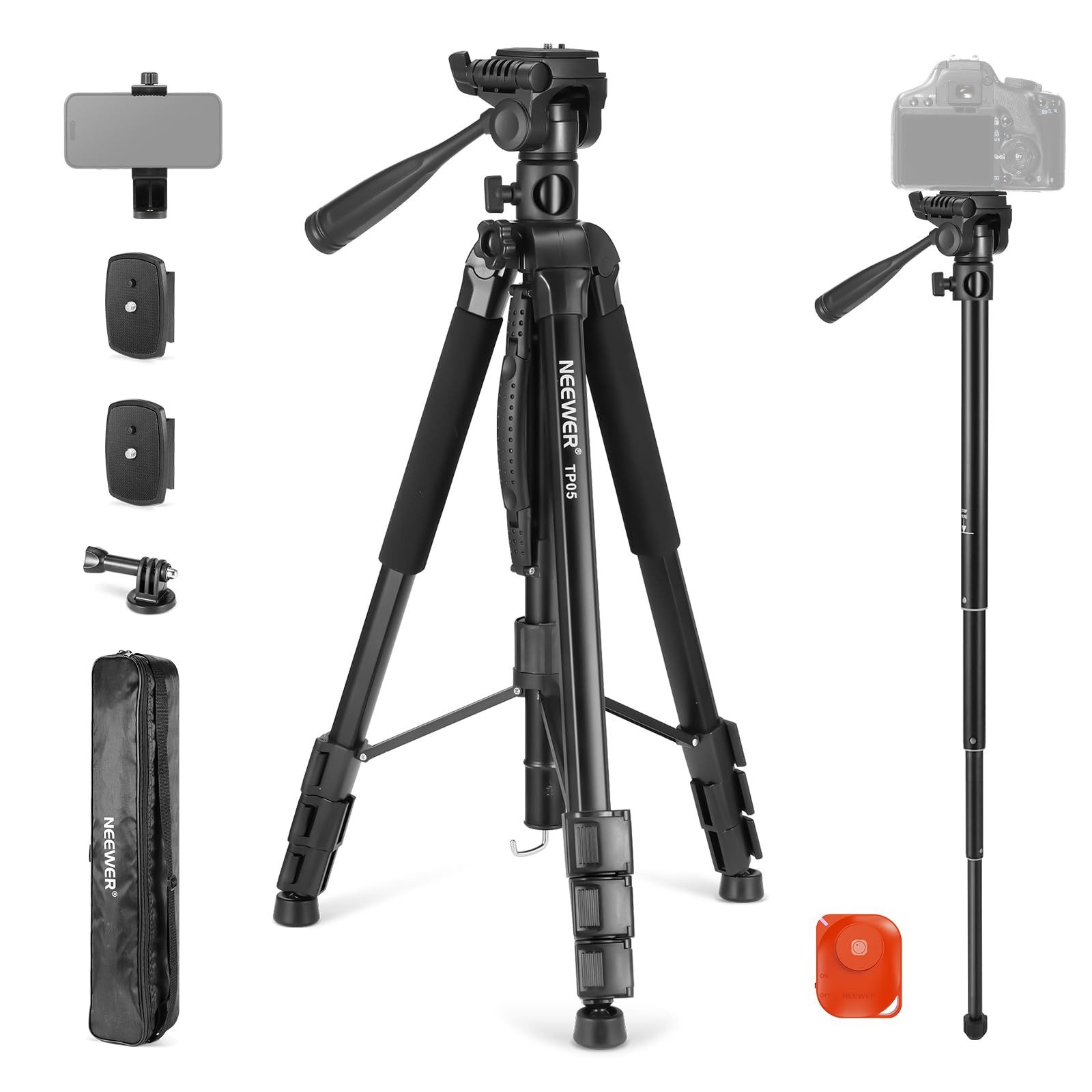 Neewer TP05 74" Video Stativ Einbeinstativ, Traglast, für DSLR/iPhone Dreibeinstativ (Fotostativ)