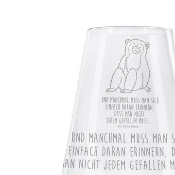 Mr. & Mrs. Panda Weißweinglas Affe - Transparent - Geschenk, Wildtiere, Afrika, Hochwertige Weinacc, Premium Glas, Alltagstauglich & robust
