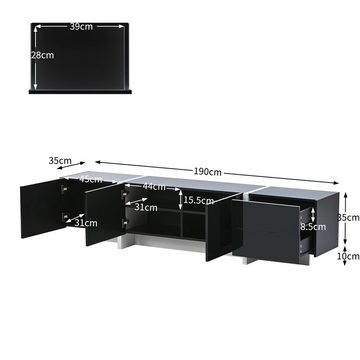 Ulife TV-Schrank Lowboard mit Türen und Schubladen Türen mit Regalen