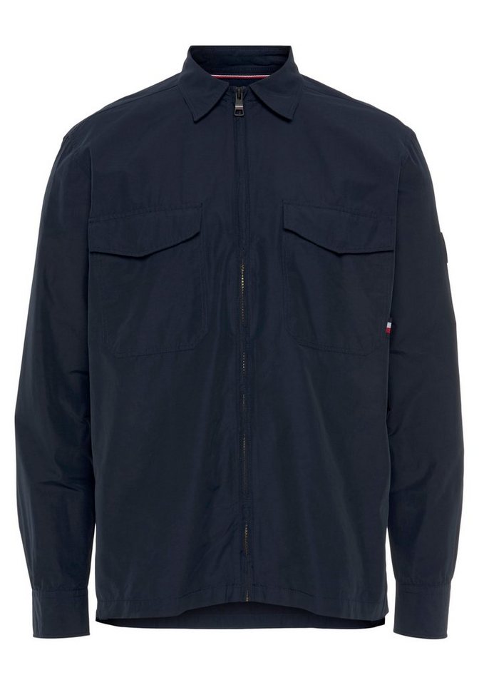 Tommy Hilfiger Langarmhemd PAPER TOUCH OVERSHIRT mit Tommy Hilfiger  Logobadge