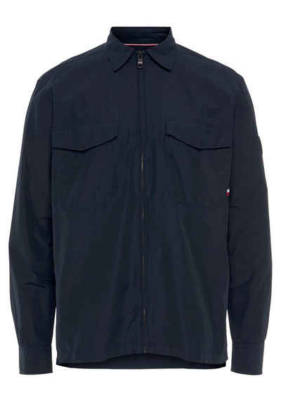 Tommy Hilfiger Langarmhemd PAPER TOUCH OVERSHIRT mit Tommy Hilfiger Logobadge