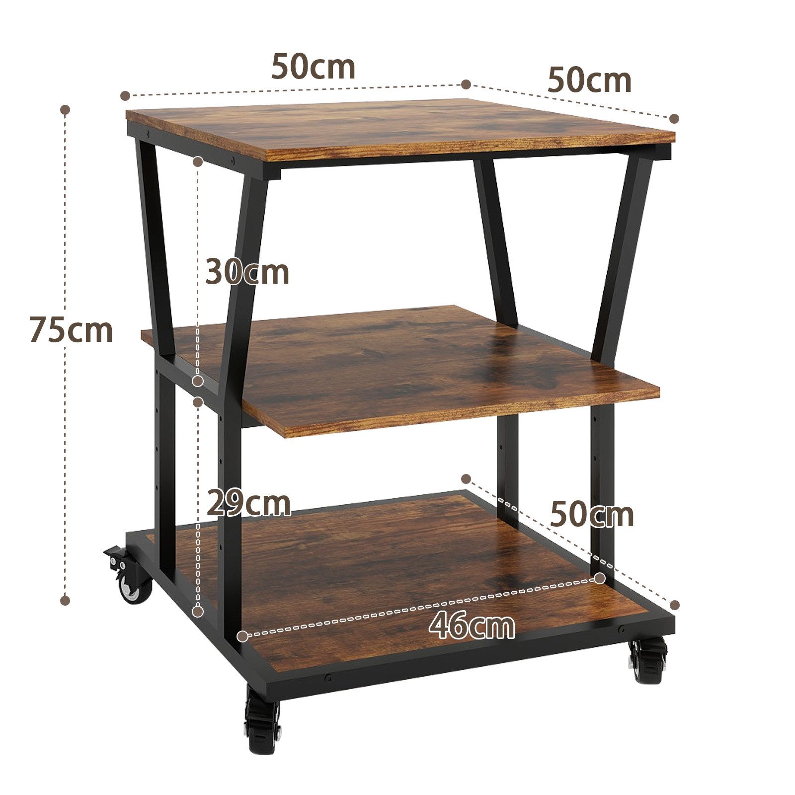 PUNCIA Druckertisch 3 Schichten 50x50cm Heim Büro mit Raddrucker Aufbewahru günstig online kaufen