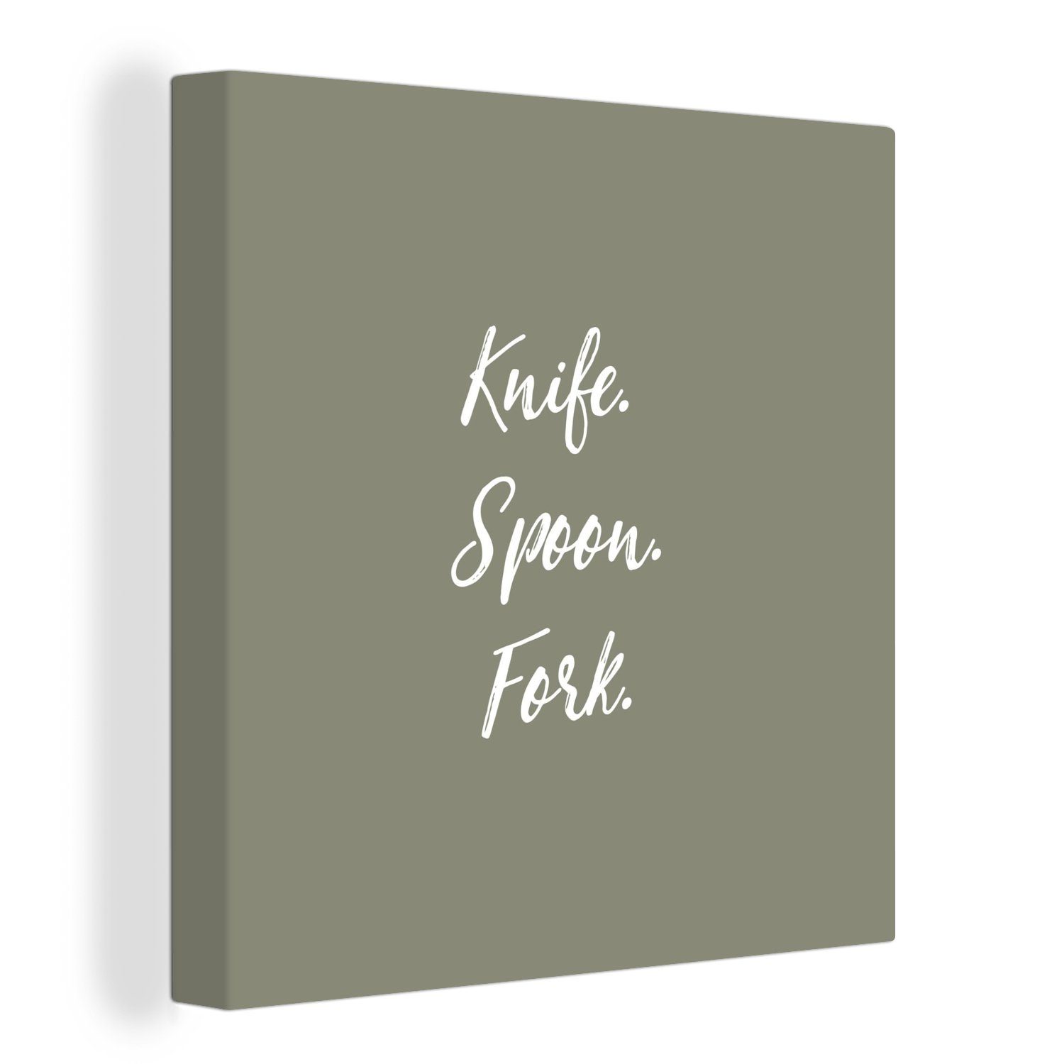 OneMillionCanvasses® Leinwandbild Besteck Zitate Messer. Löffel