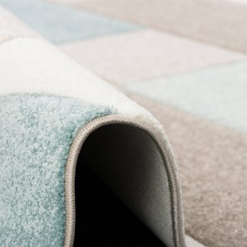 Designteppich Designer Teppich Maui Pastell Blau Beige Karo, Pergamon, Rechteckig, Höhe: 13 mm