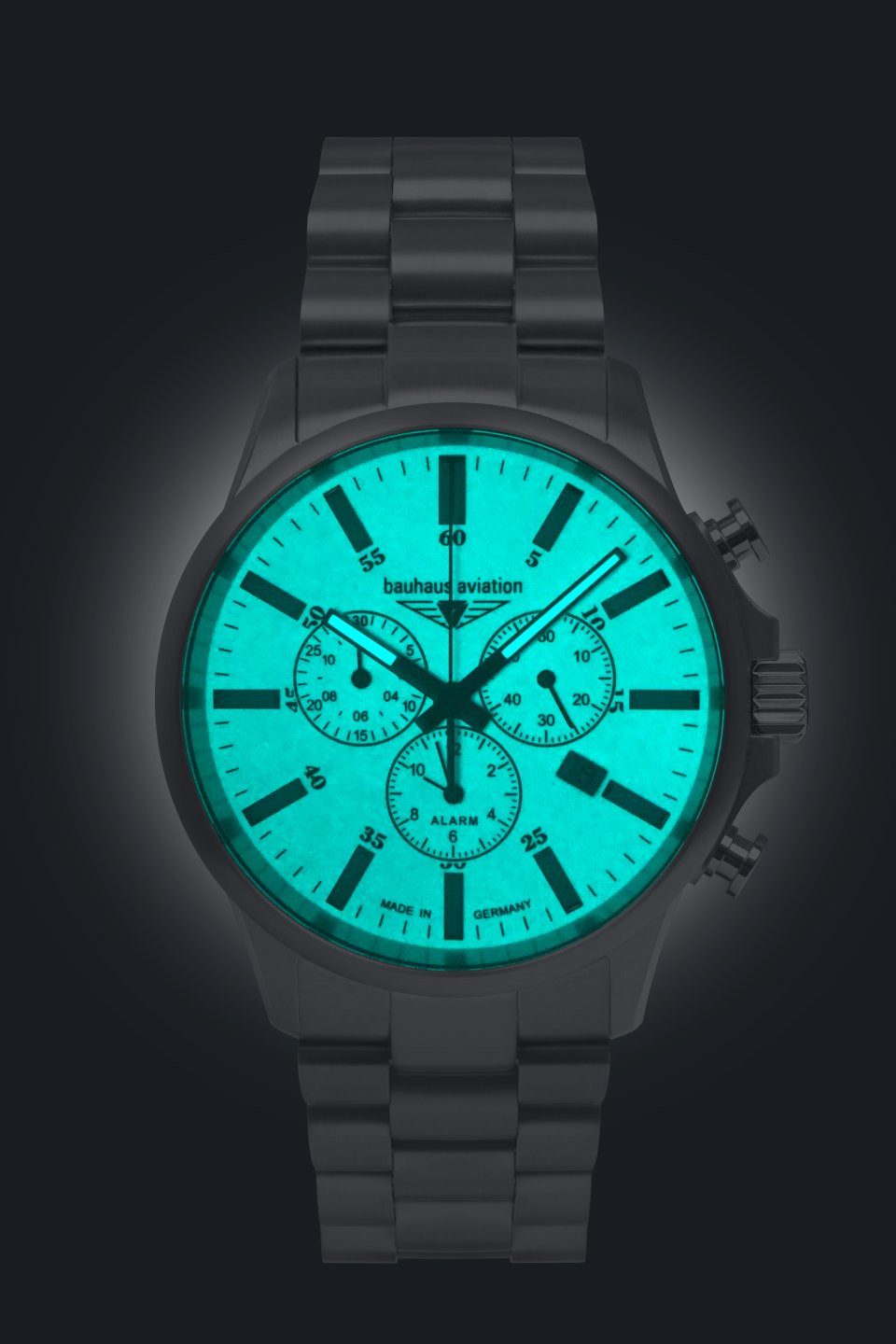 bauhaus Chronograph Bauhaus Aviation 2880M-5, Armbanduhr, Quarzuhr, Herrenuhr, Titan, Saphirglas, Made in Germany