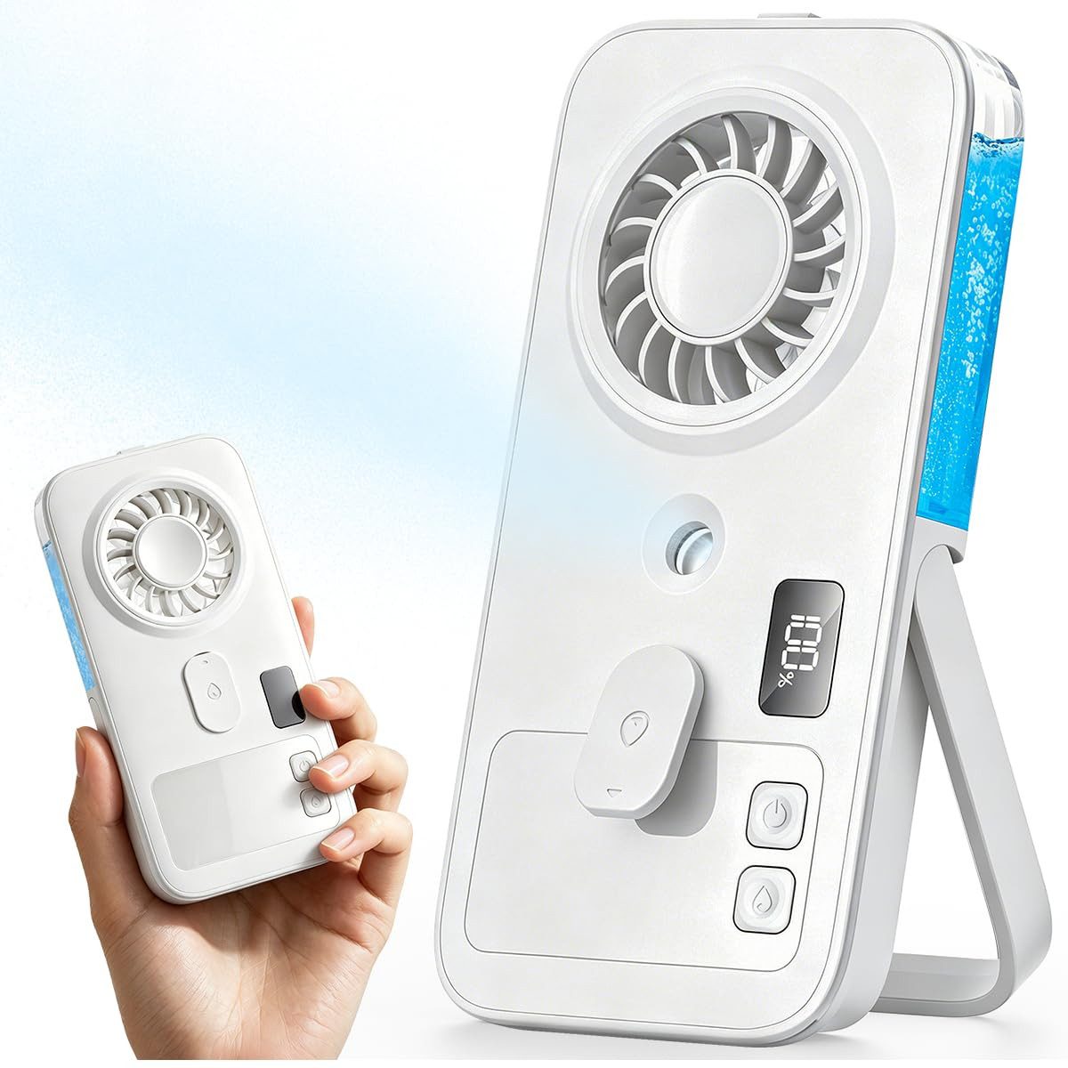 nsihing Handventilator Mini-Handvernebler-Ventilator, mit kalter Luft,wiederaufladbare, 4 Geschwindigkeiten,mit LED-Display,leiser Taschenventilator
