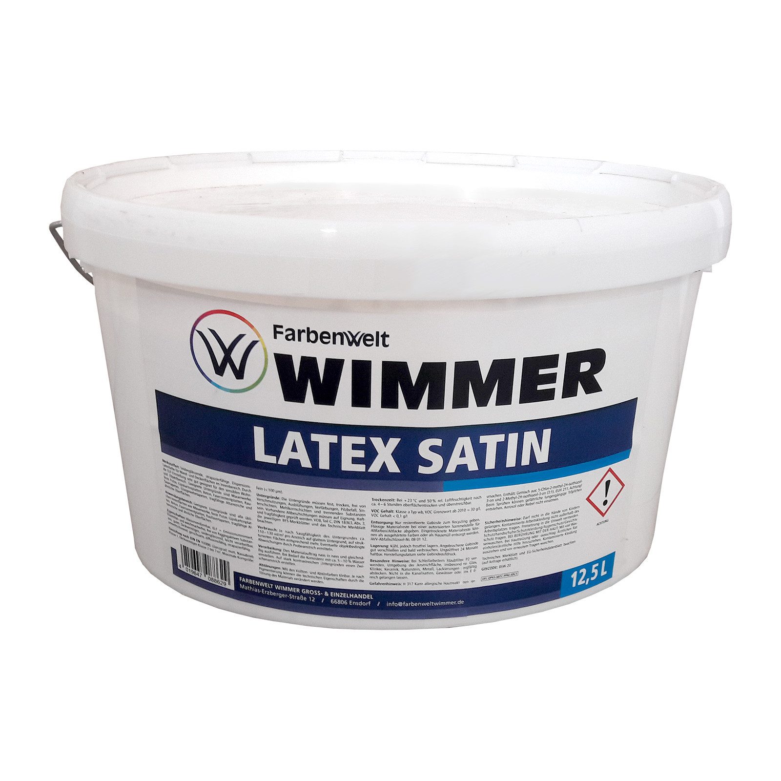 Farbenwelt Wimmer Wandfarbe Latex Satin - 12.5 Ltr (Weiss)