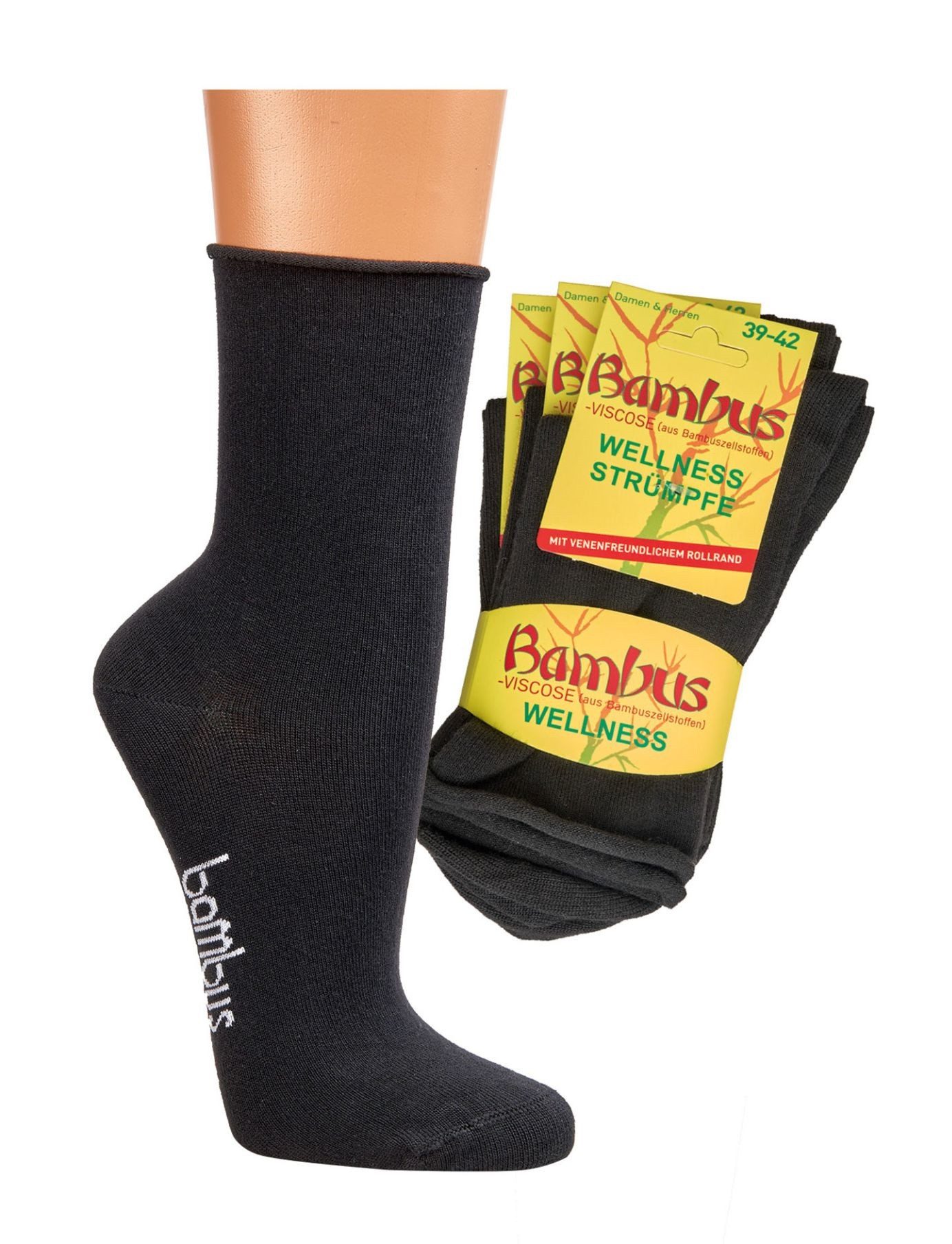 Wowerat Gesundheitssocken 3 Paar Bambus Viskose Wellness-Socken mit Rollran günstig online kaufen